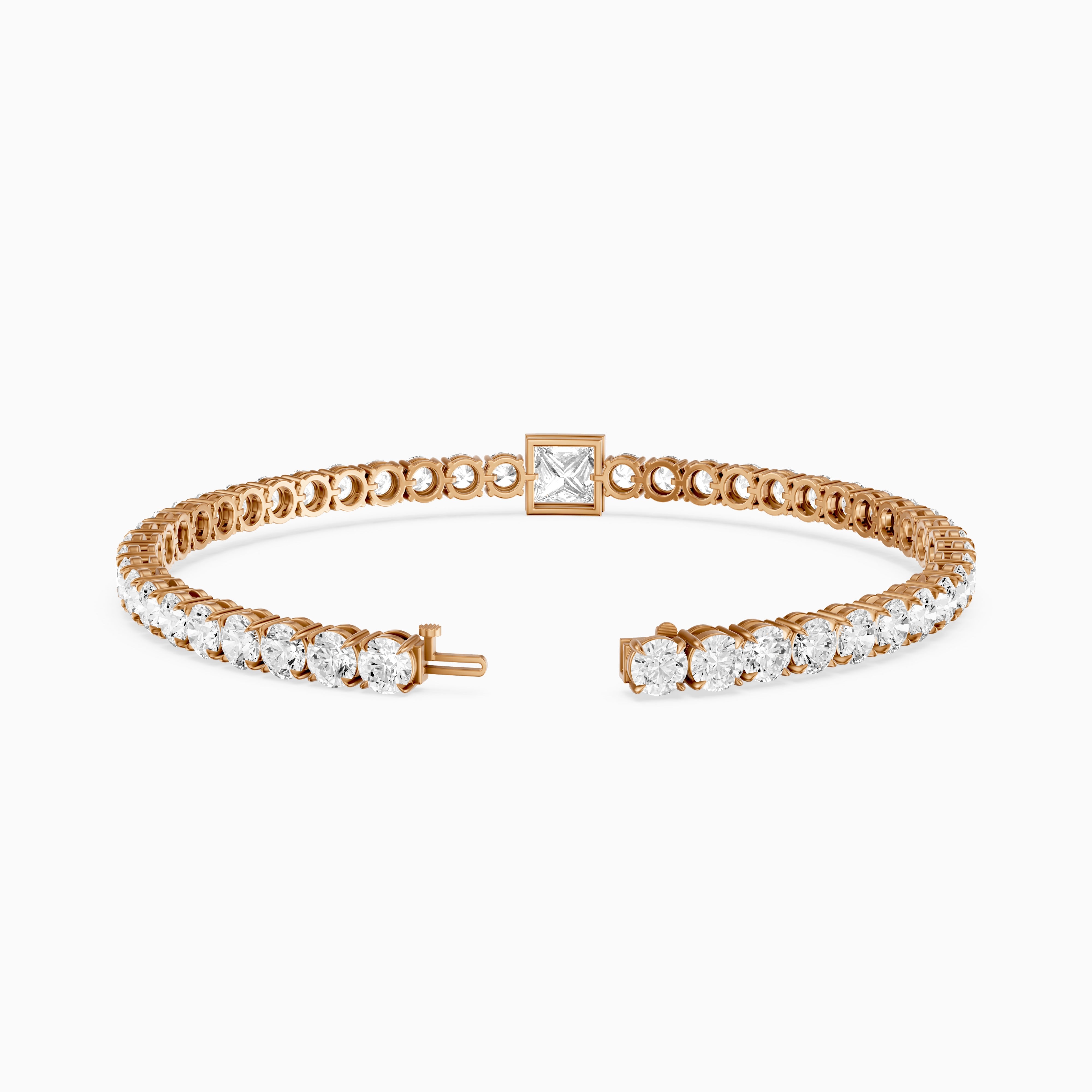 Corrine Princess Cut Lab Grown Diamond Single Station Tennis Bracelet