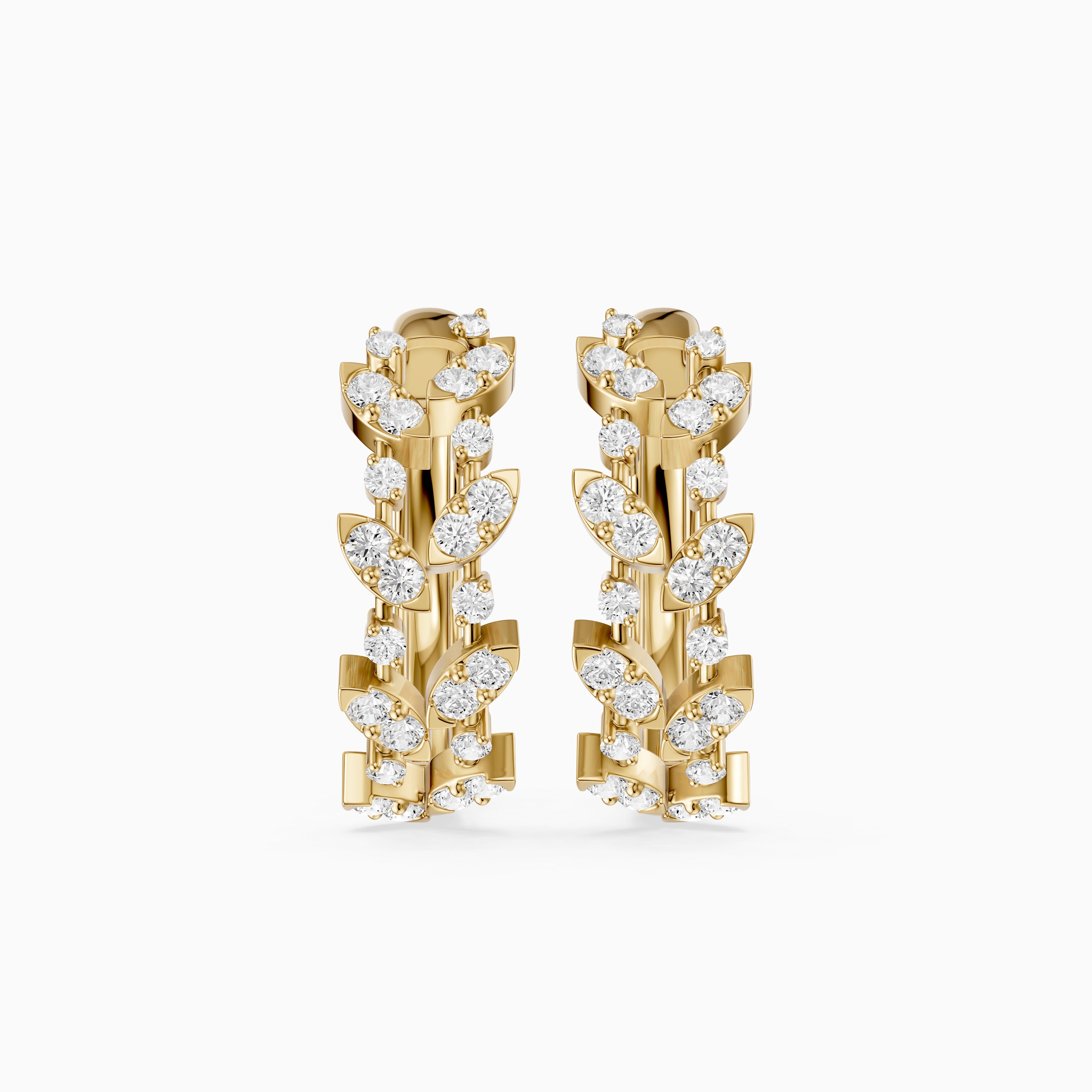 Araceli Round Lab Grown Diamond Floral Vine Hoop Earrings