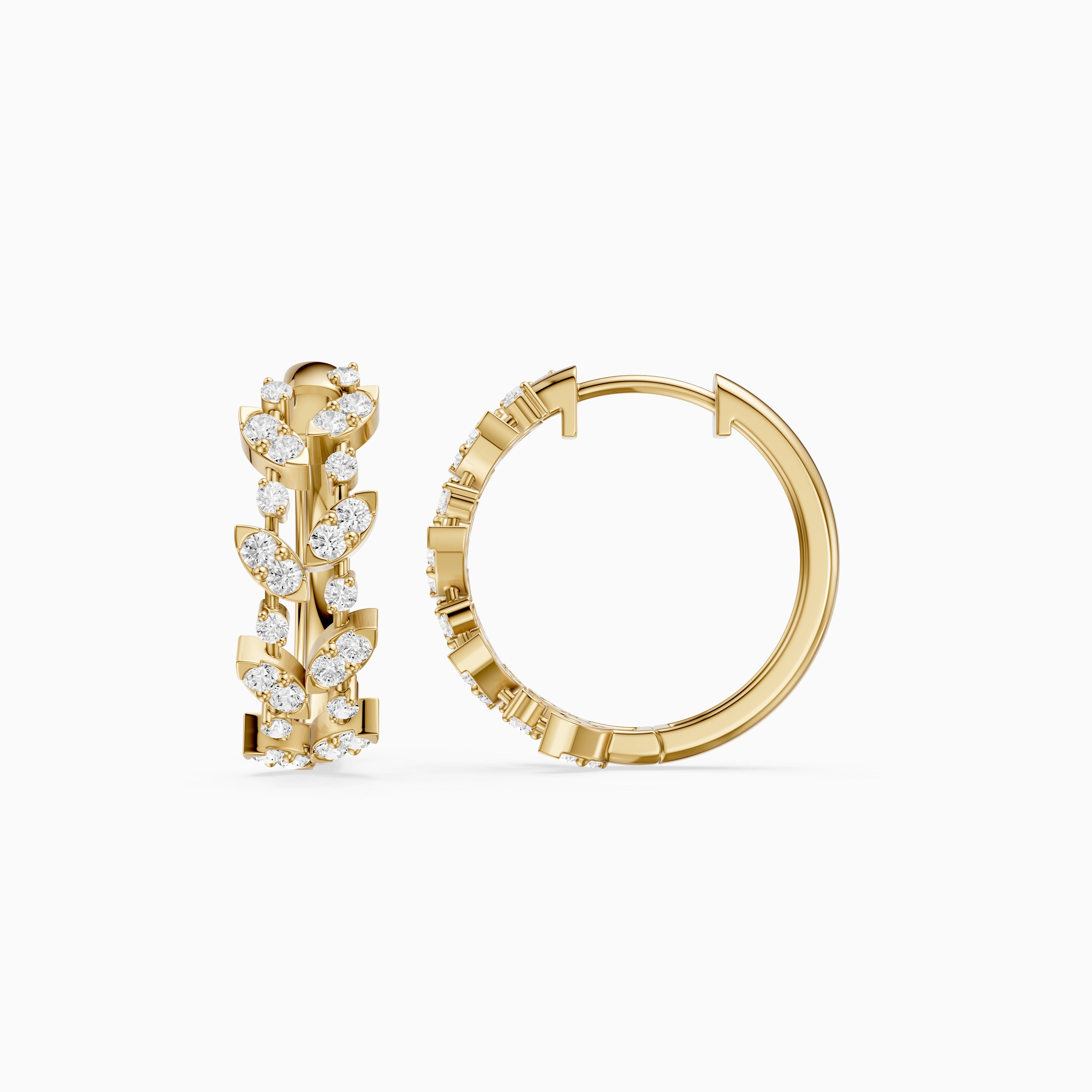 Araceli Round Lab Grown Diamond Floral Vine Hoop Earrings