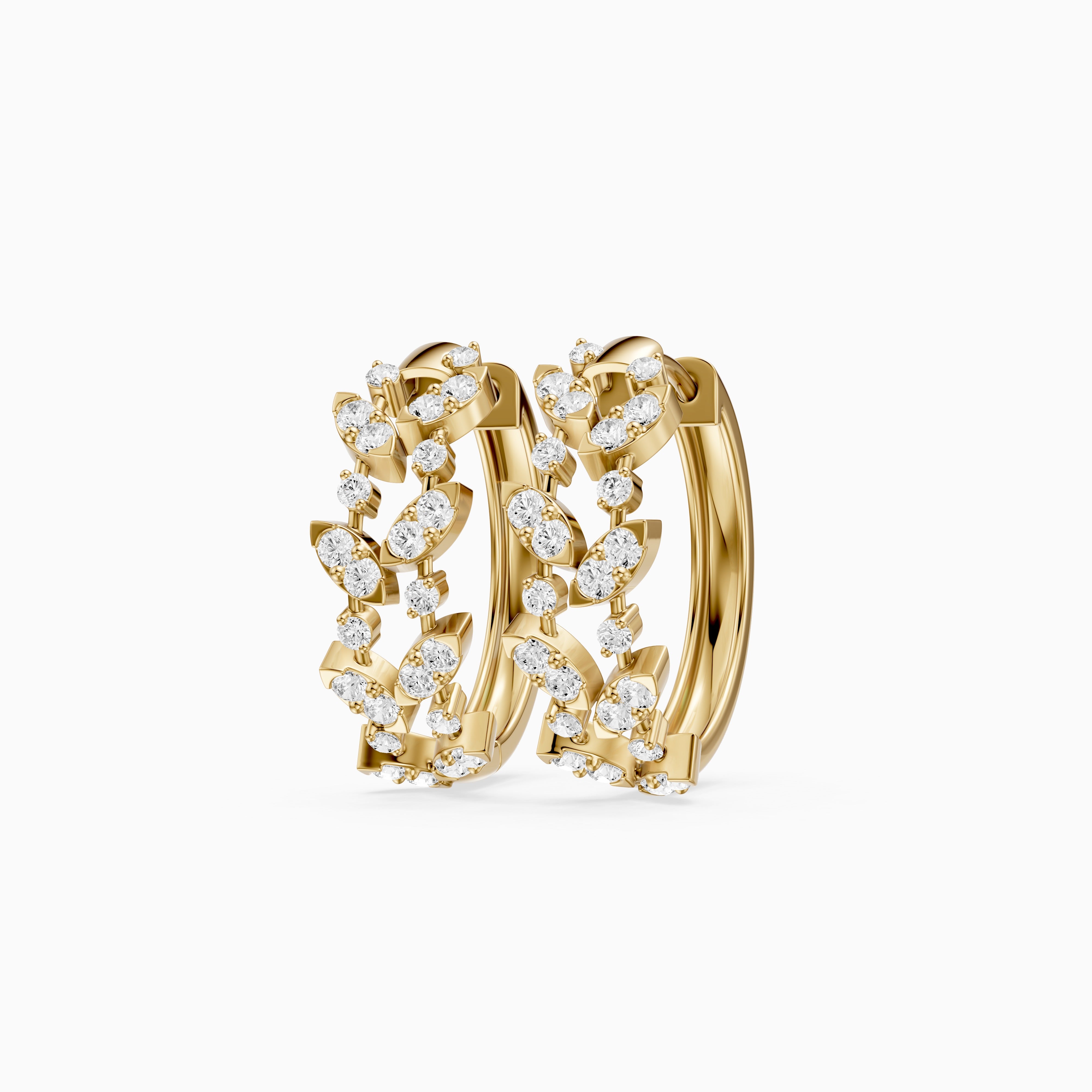 Araceli Round Lab Grown Diamond Floral Vine Hoop Earrings