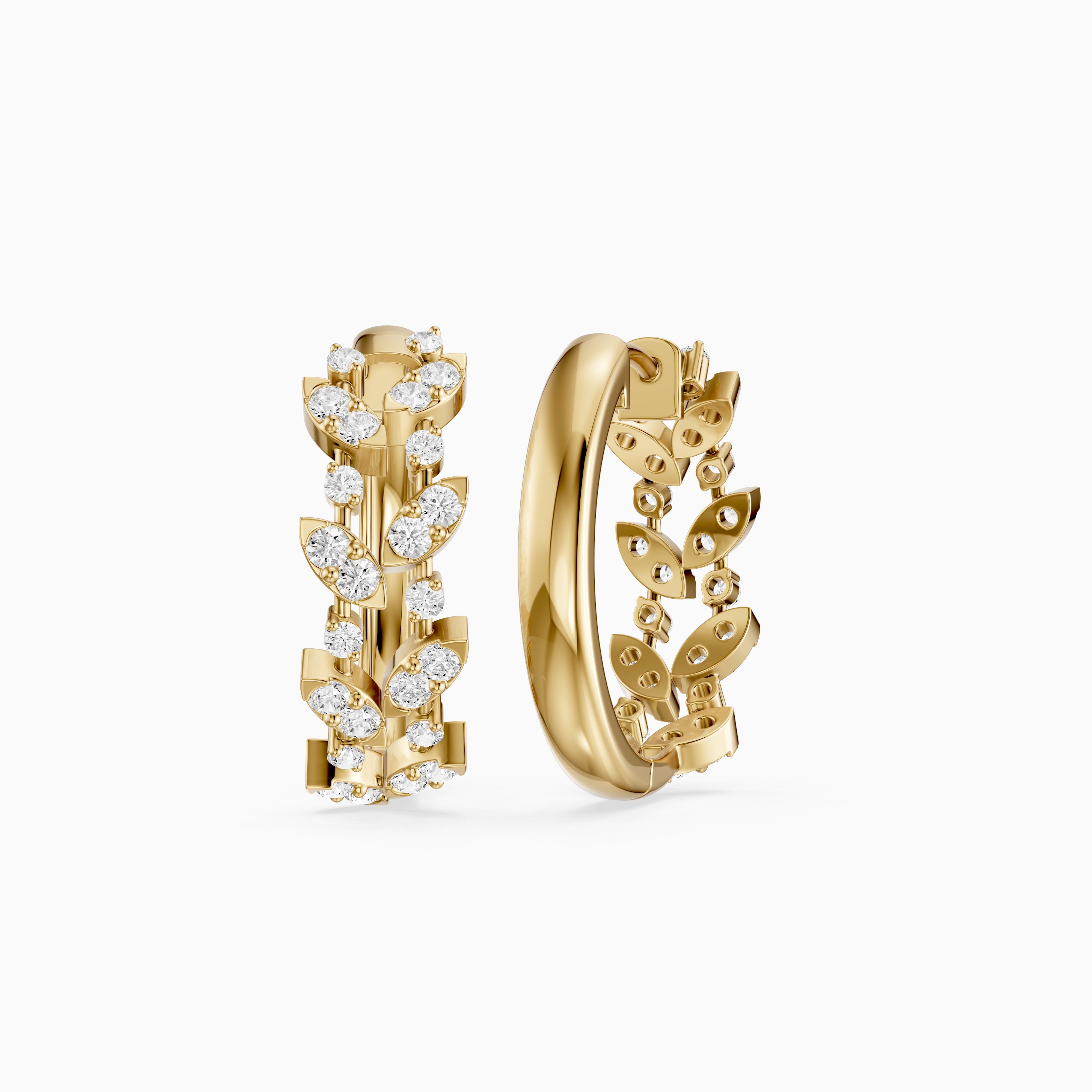Araceli Round Lab Grown Diamond Floral Vine Hoop Earrings