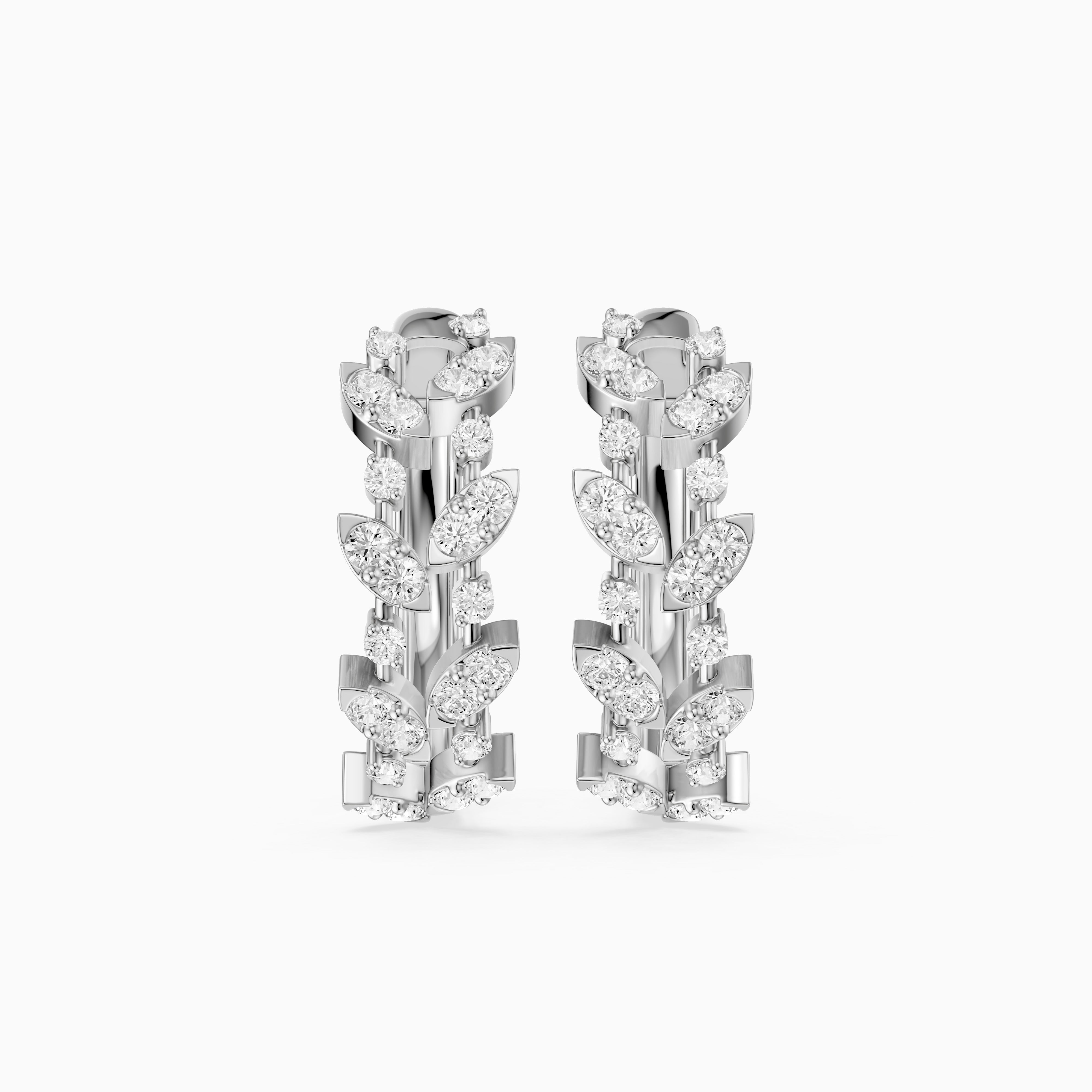 Araceli Round Lab Grown Diamond Floral Vine Hoop Earrings