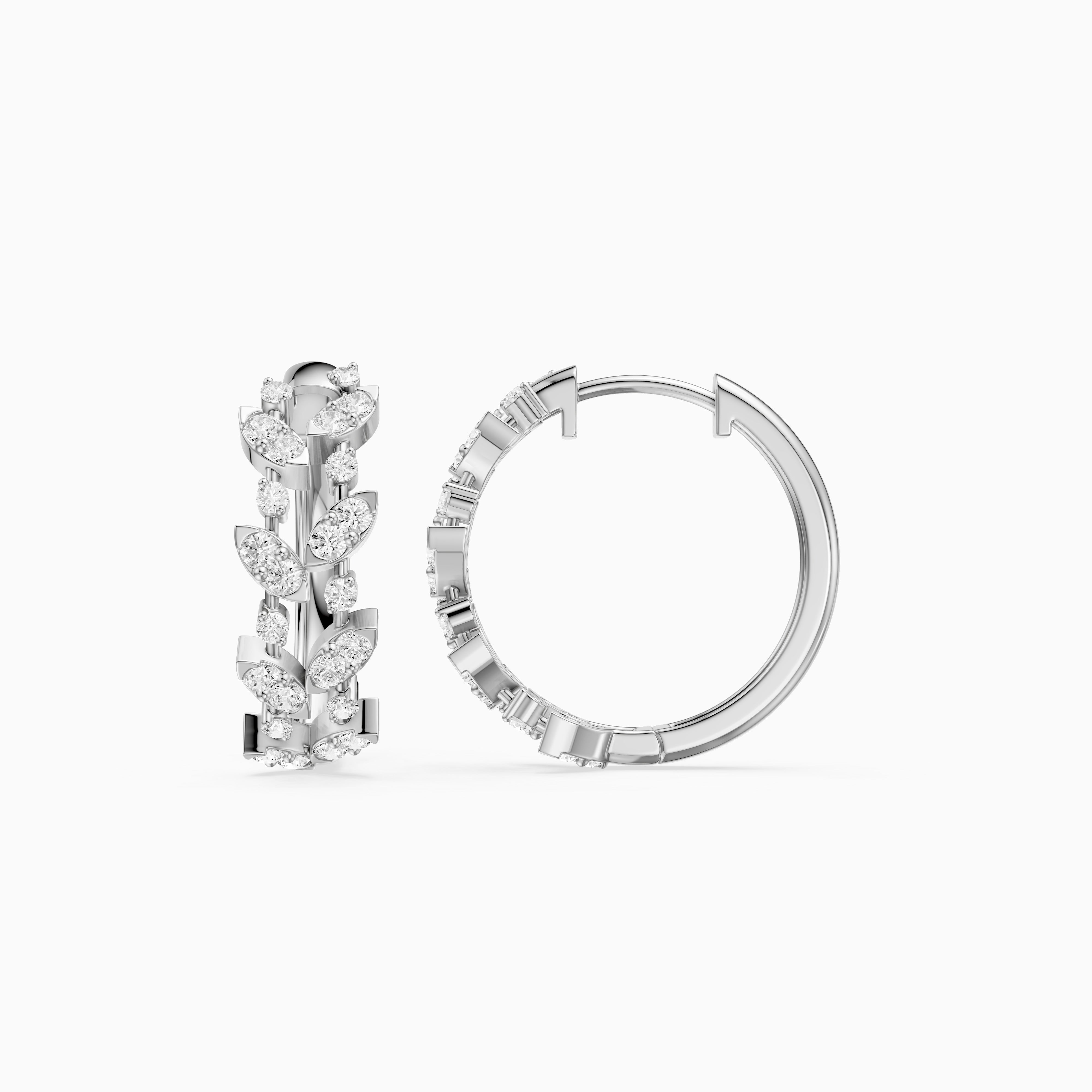 Araceli Round Lab Grown Diamond Floral Vine Hoop Earrings