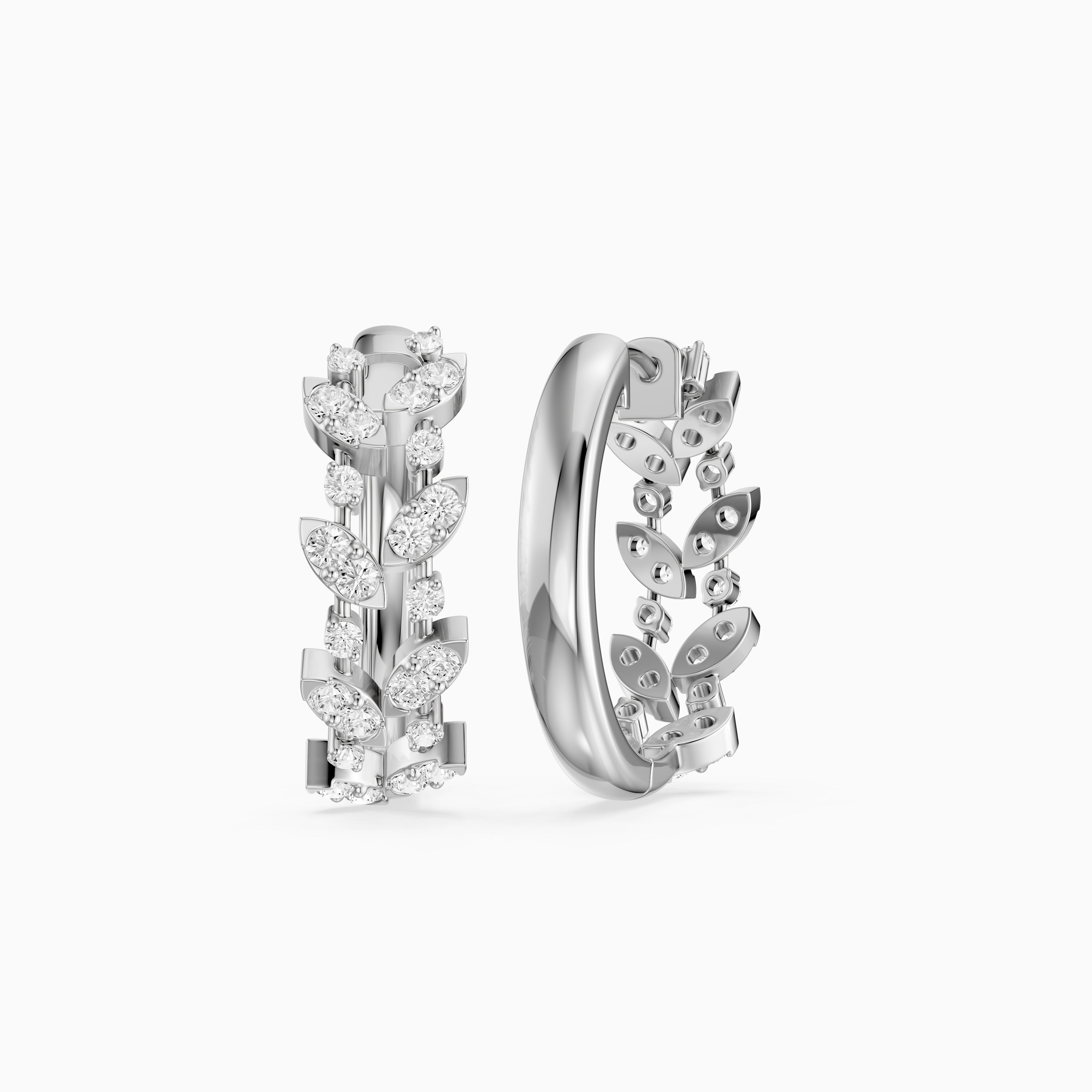 Araceli Round Lab Grown Diamond Floral Vine Hoop Earrings