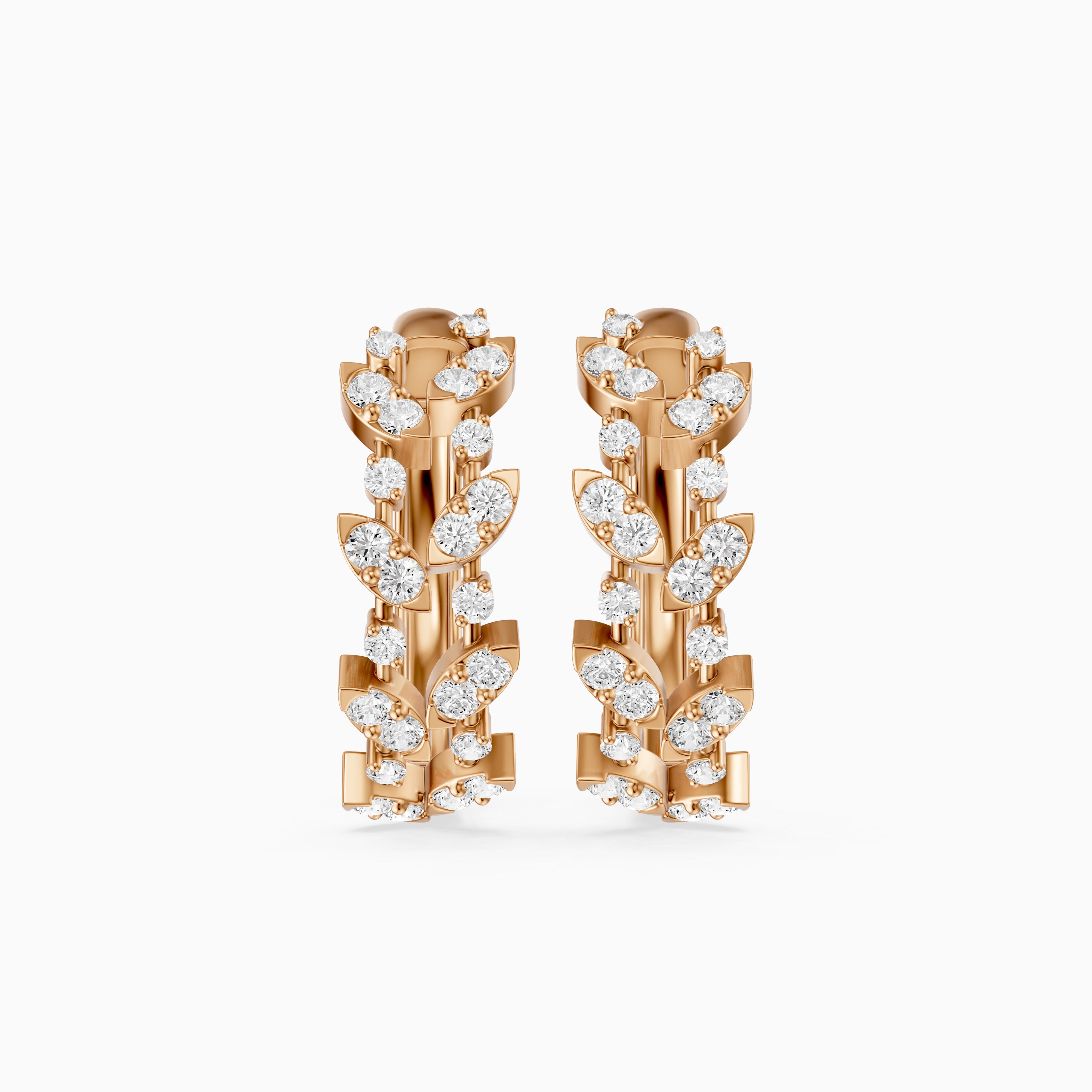 Araceli Round Lab Grown Diamond Floral Vine Hoop Earrings