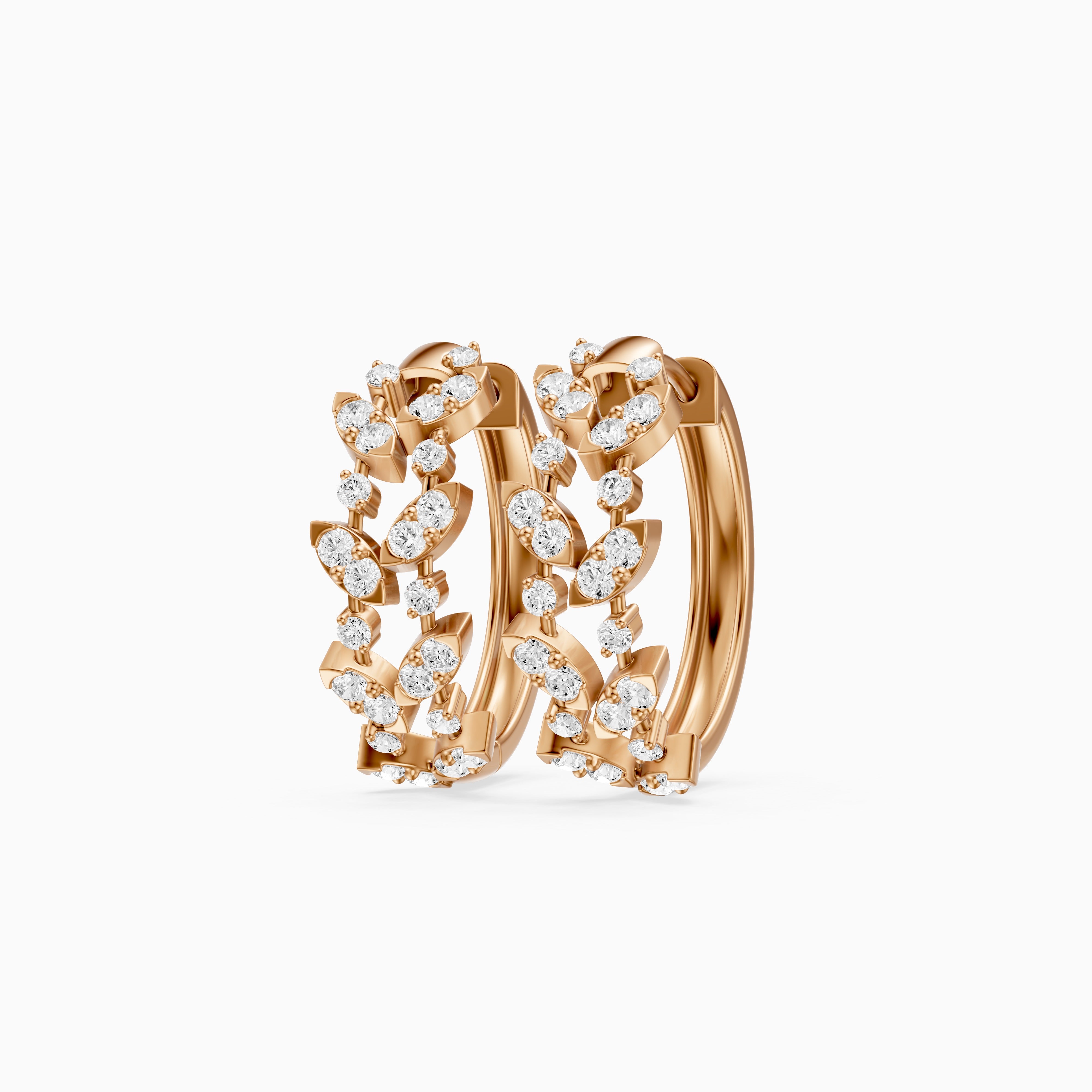 Araceli Round Lab Grown Diamond Floral Vine Hoop Earrings
