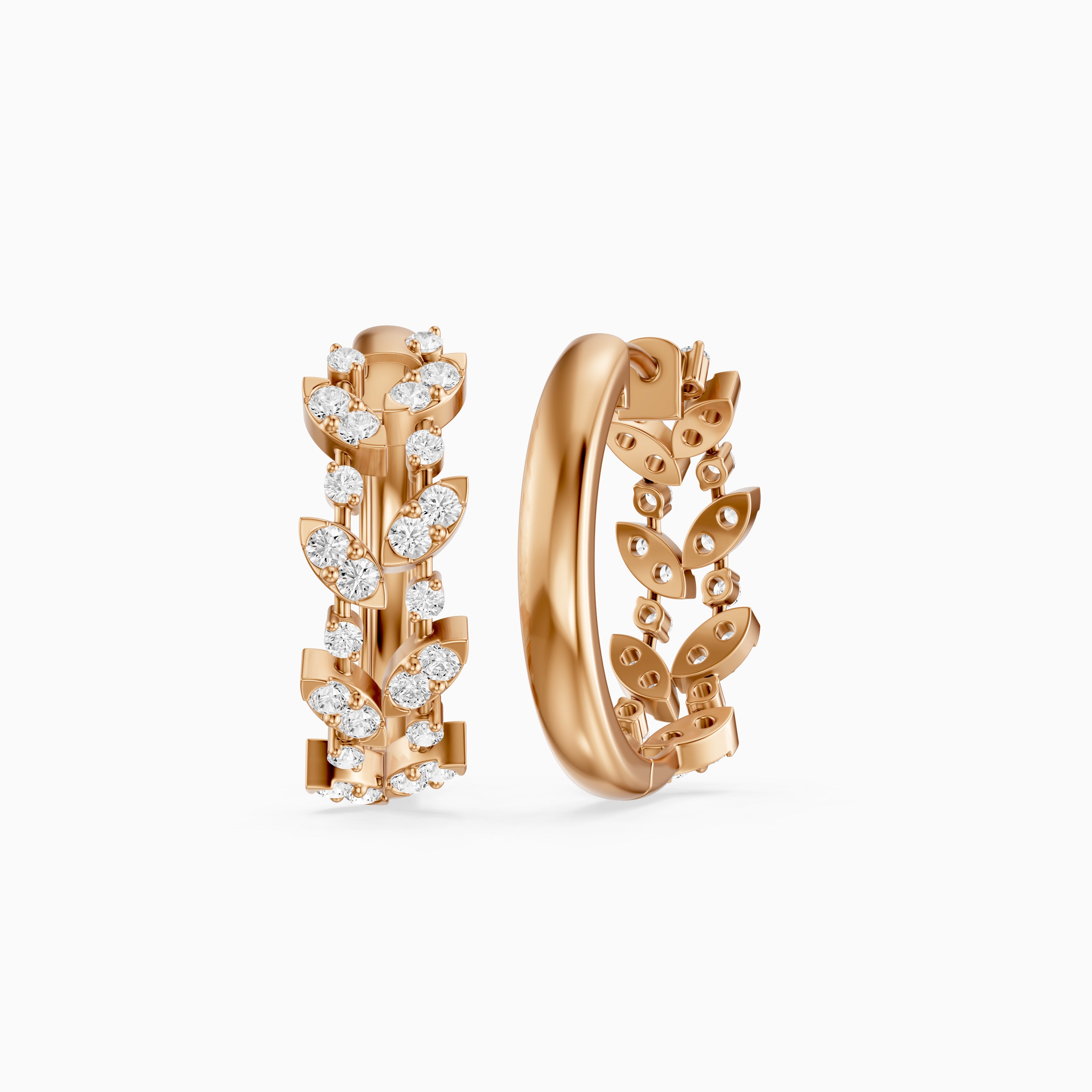 Araceli Round Lab Grown Diamond Floral Vine Hoop Earrings