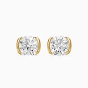 Aina Round Cut Lab Grown Diamond half Bezel Stud Earrings