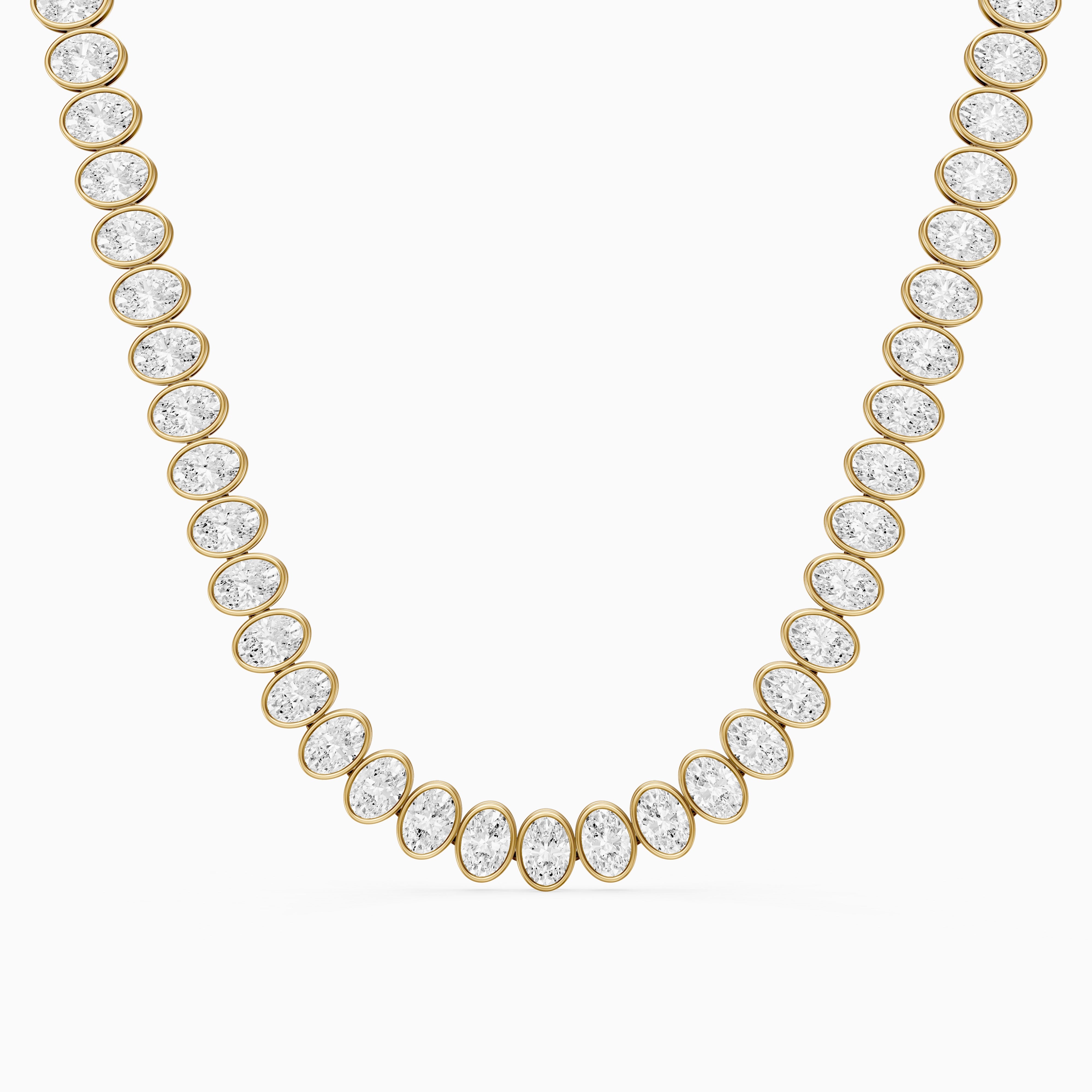 Melody Oval Lab Grown Diamond Graduated Bezel Set Tennis Necklace