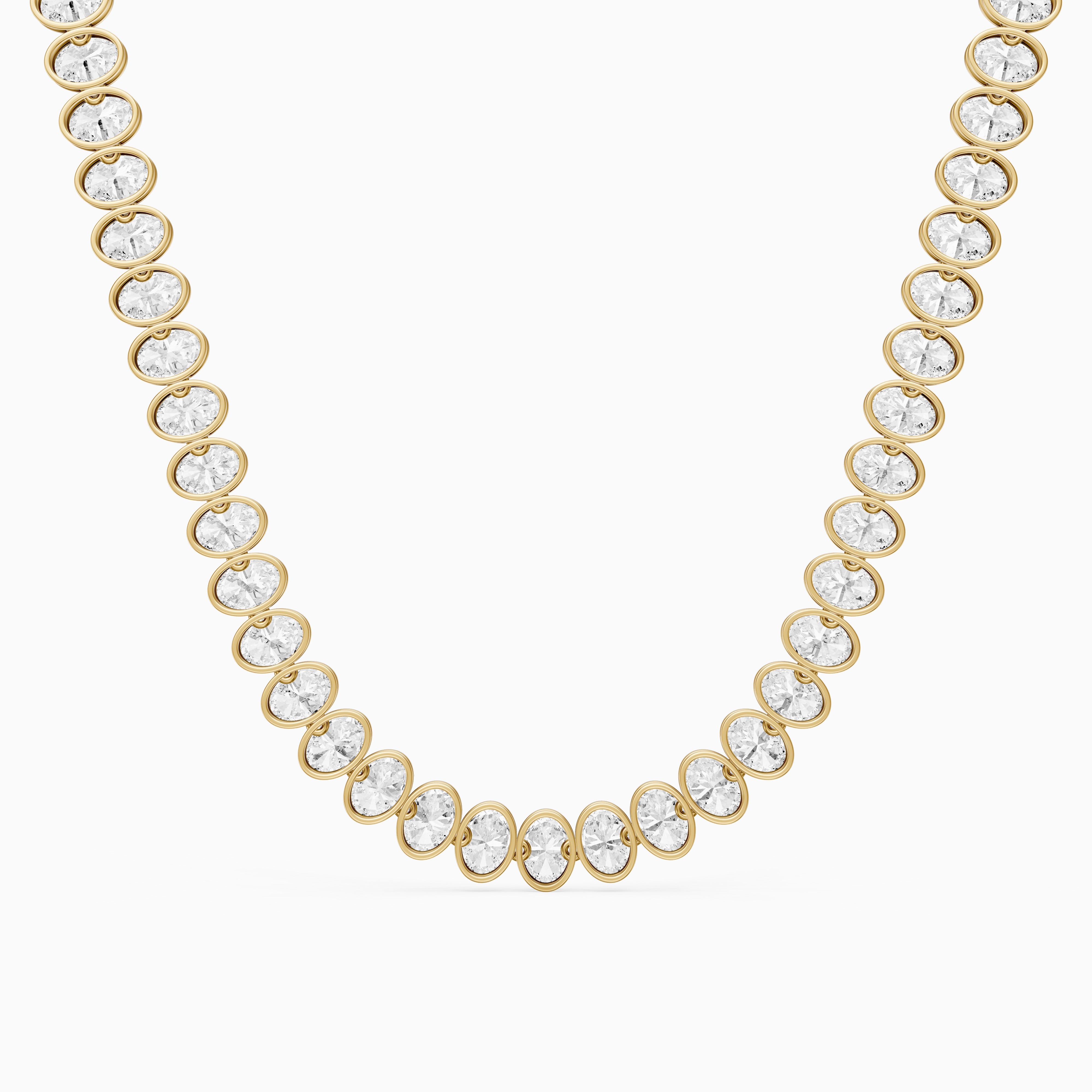 Melody Oval Lab Grown Diamond Graduated Bezel Set Tennis Necklace