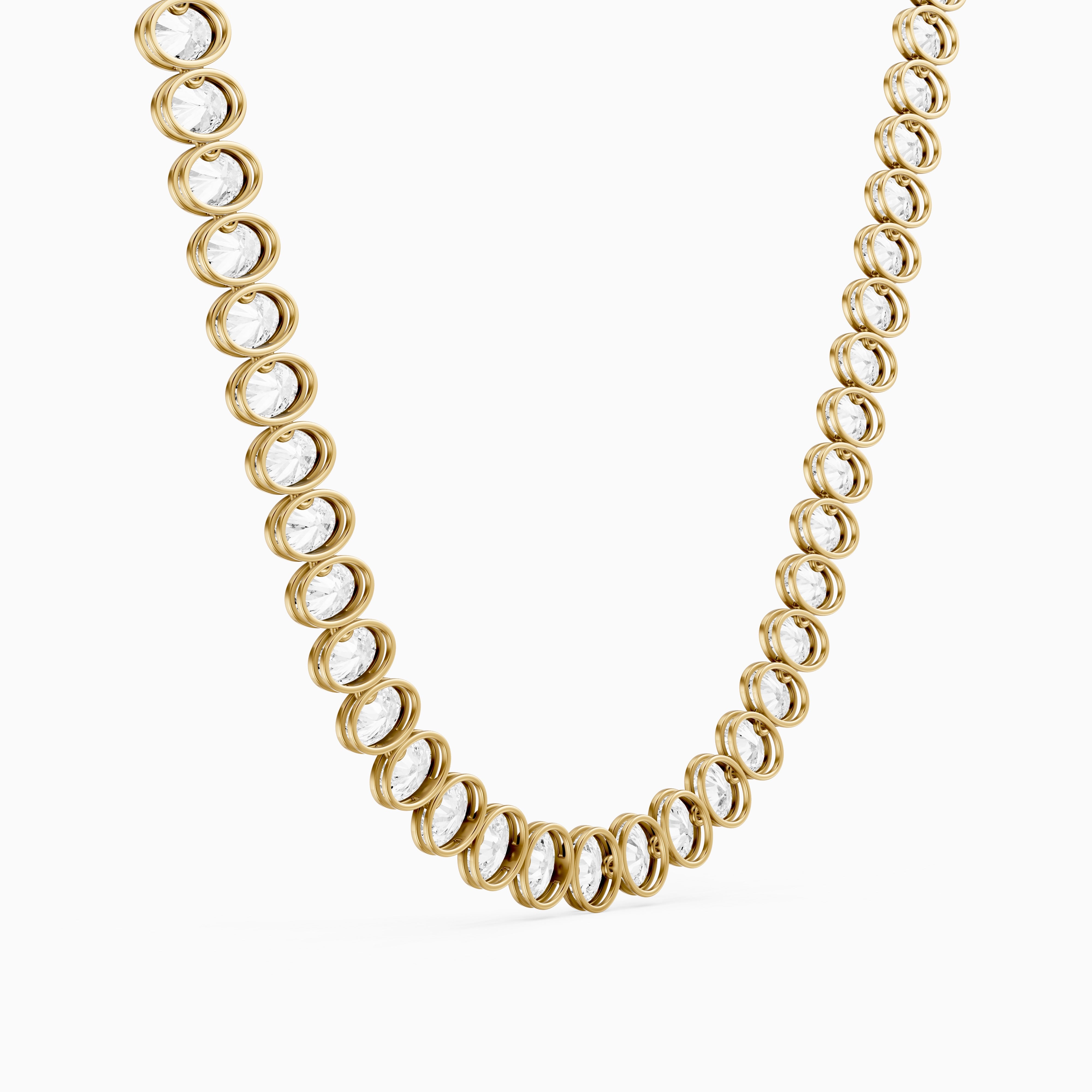 Melody Oval Lab Grown Diamond Graduated Bezel Set Tennis Necklace