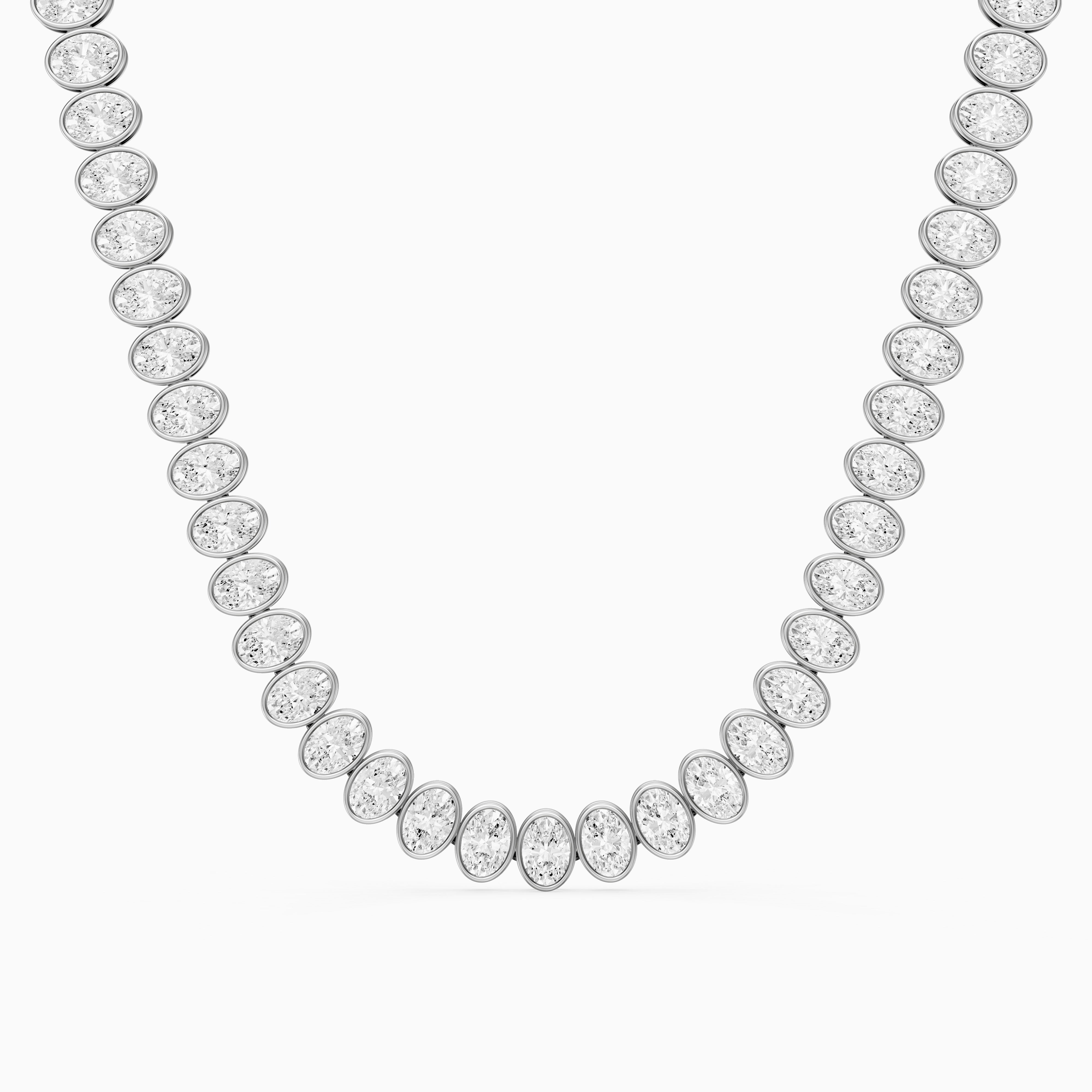 Melody Oval Lab Grown Diamond Graduated Bezel Set Tennis Necklace