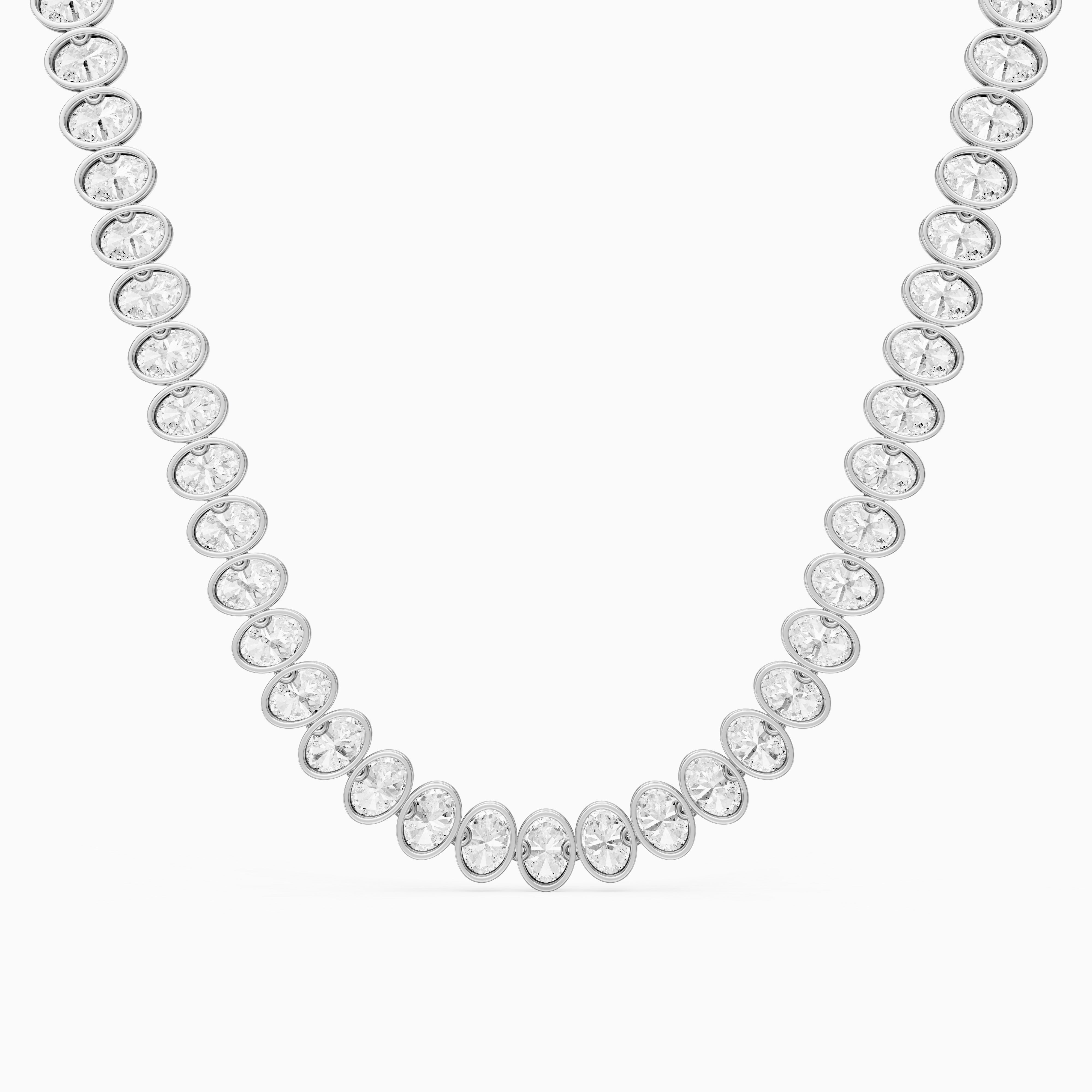 Melody Oval Lab Grown Diamond Graduated Bezel Set Tennis Necklace