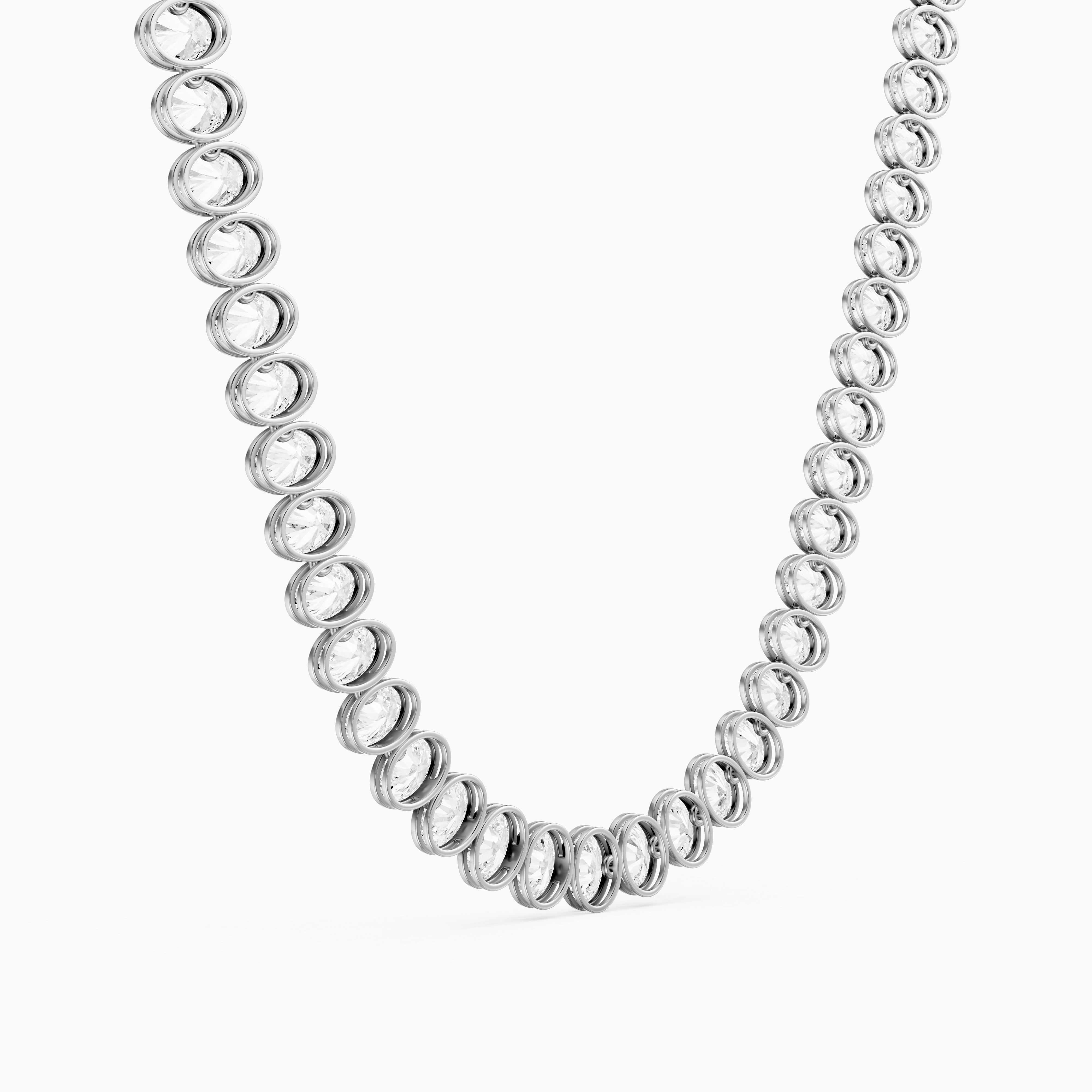 Melody Oval Lab Grown Diamond Graduated Bezel Set Tennis Necklace