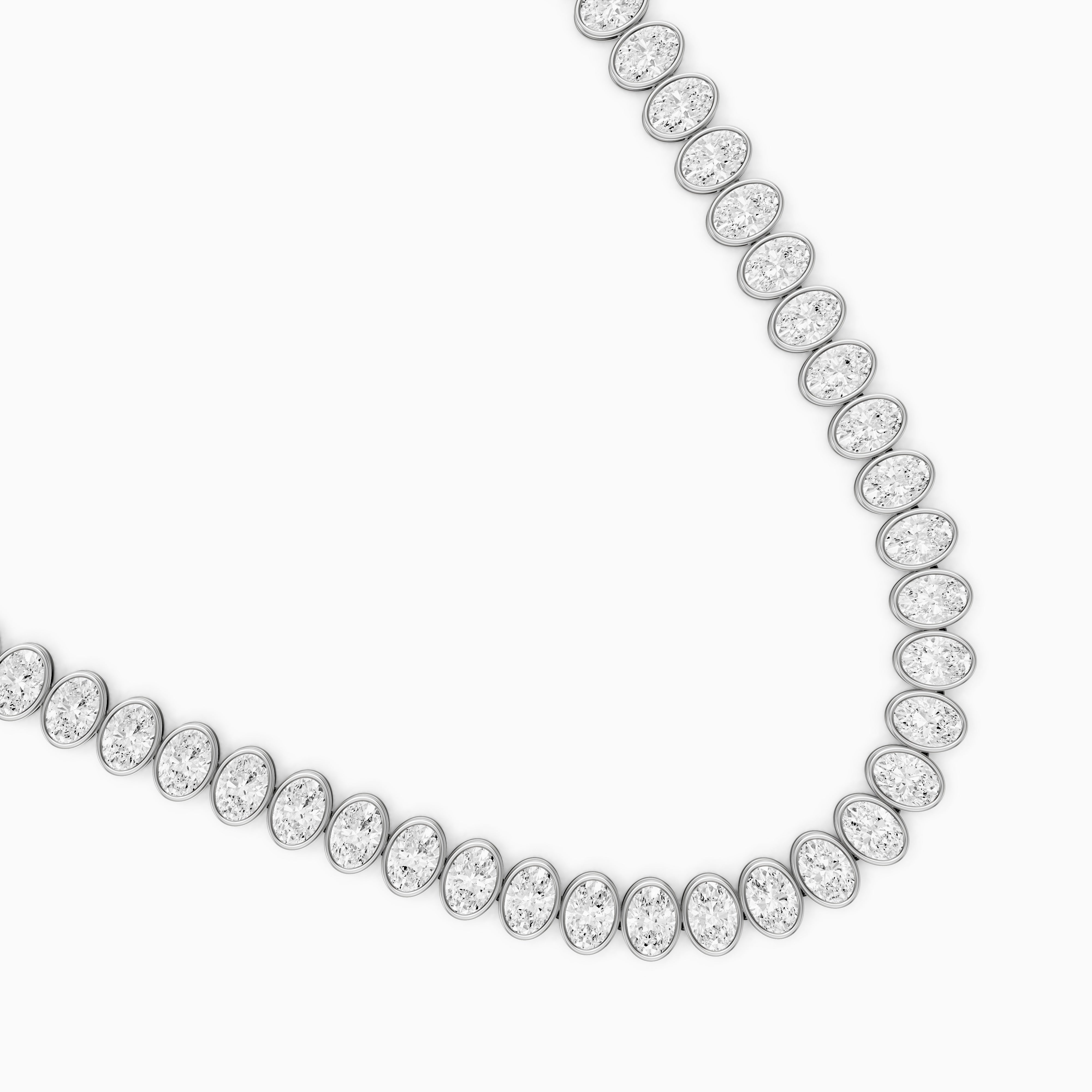 Melody Oval Lab Grown Diamond Graduated Bezel Set Tennis Necklace