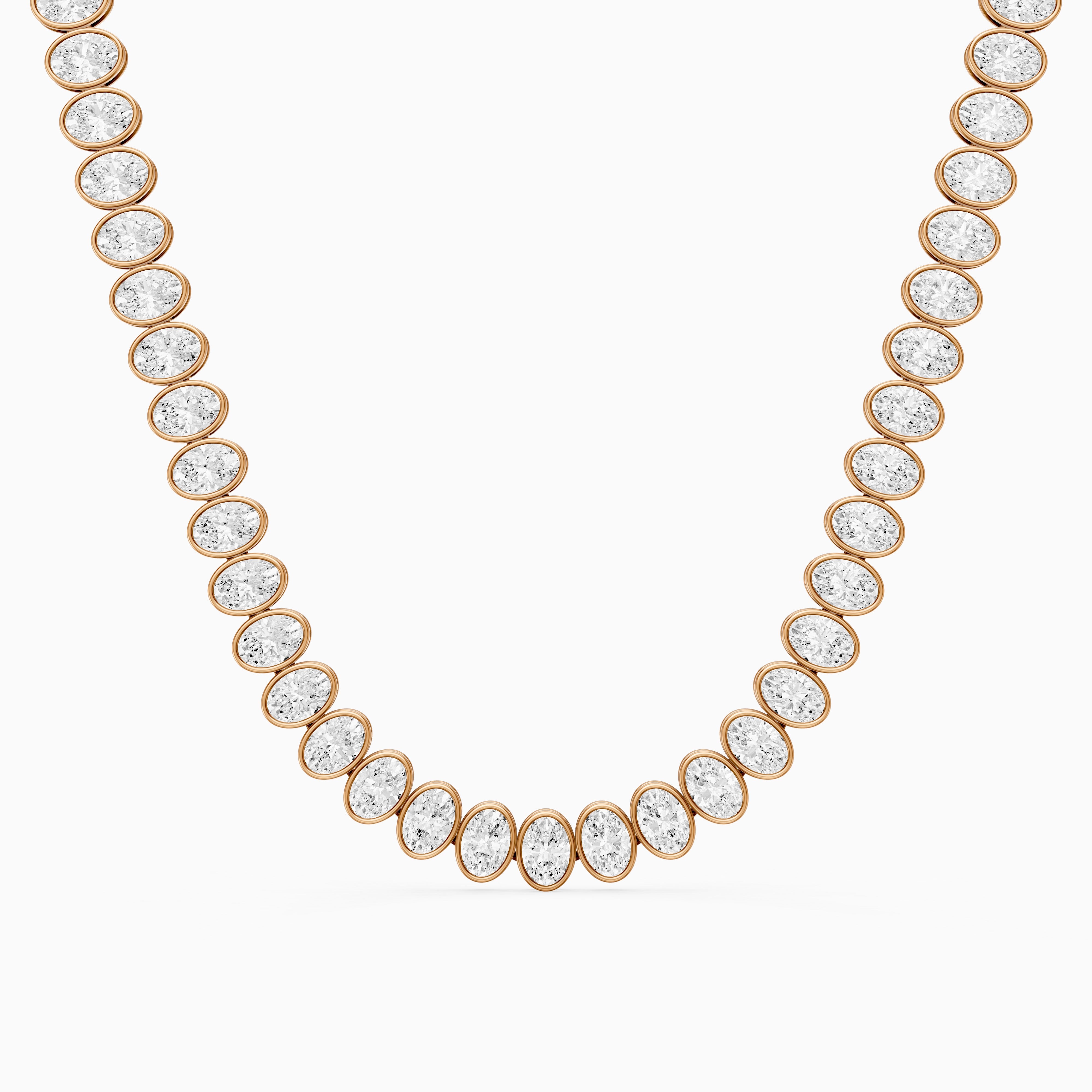 Melody Oval Lab Grown Diamond Graduated Bezel Set Tennis Necklace