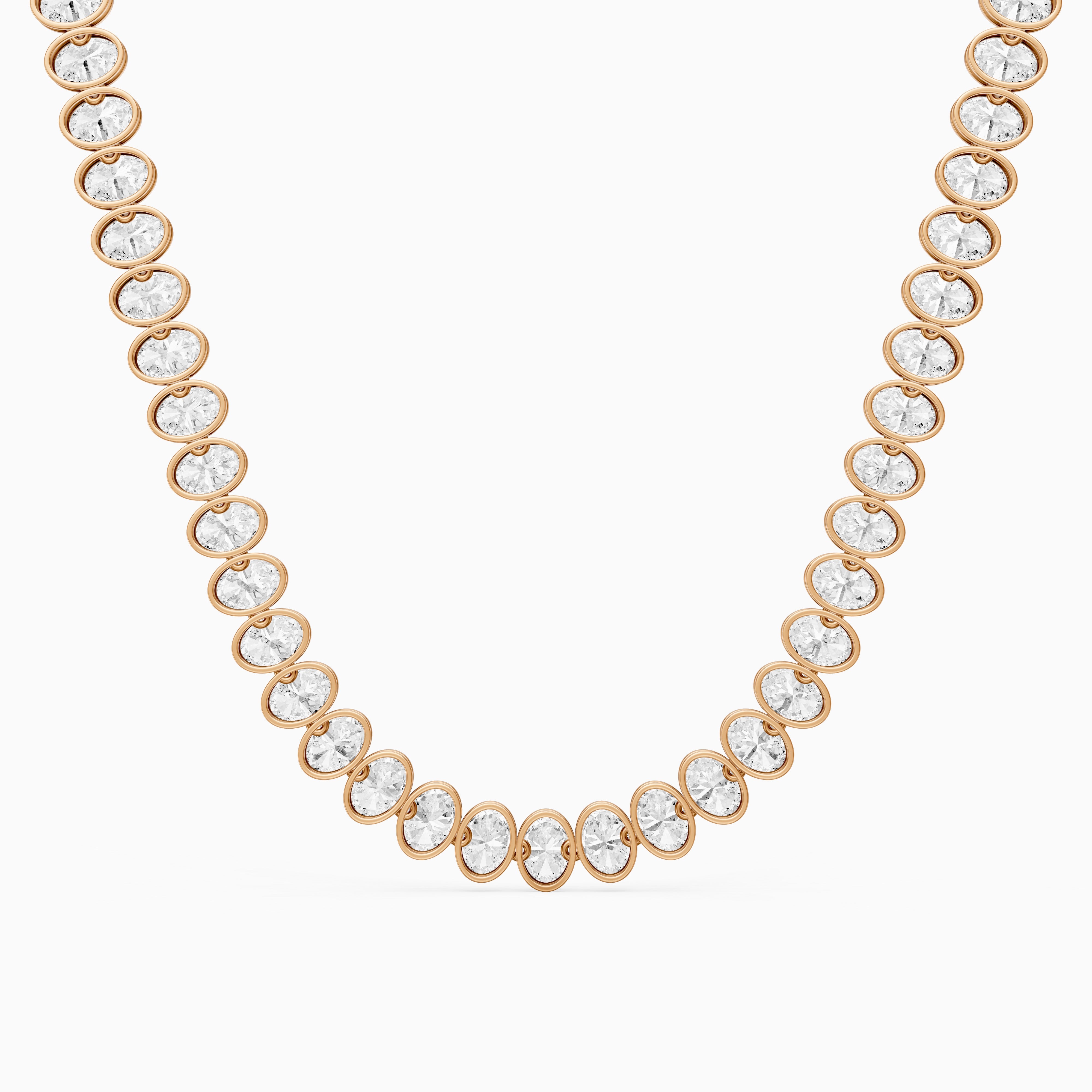 Melody Oval Lab Grown Diamond Graduated Bezel Set Tennis Necklace