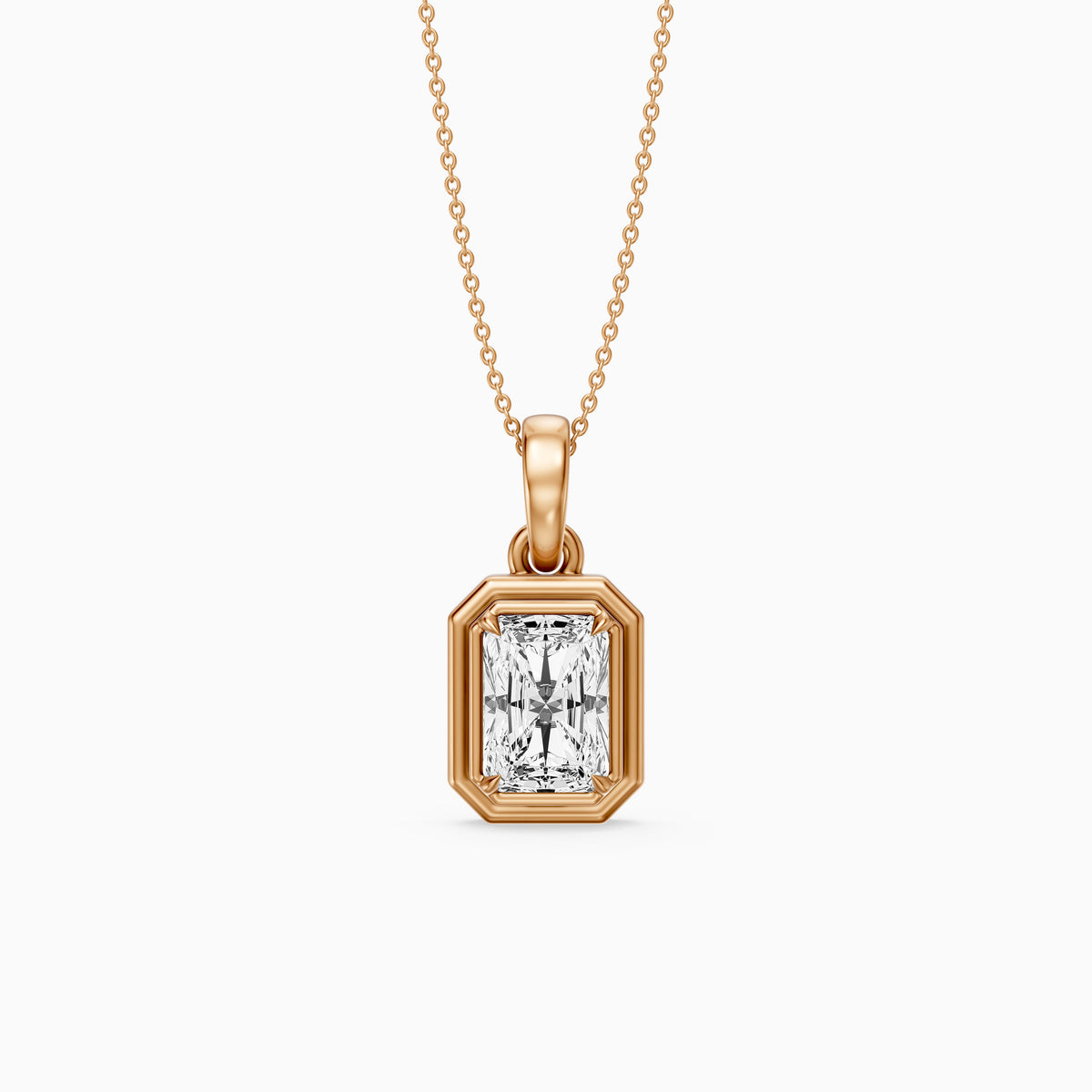 Maggie Radiant Cut Lab Grown Diamond Double Frame Pendant