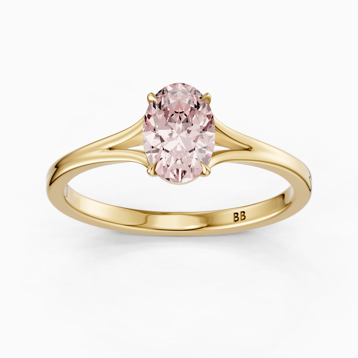 Ainslee Oval Pink Lab Grown Diamond Split Shank Solitaire Ring