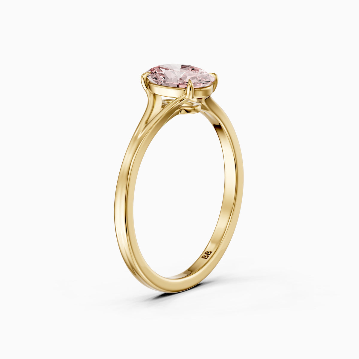Ainslee Oval Pink Lab Grown Diamond Split Shank Solitaire Ring