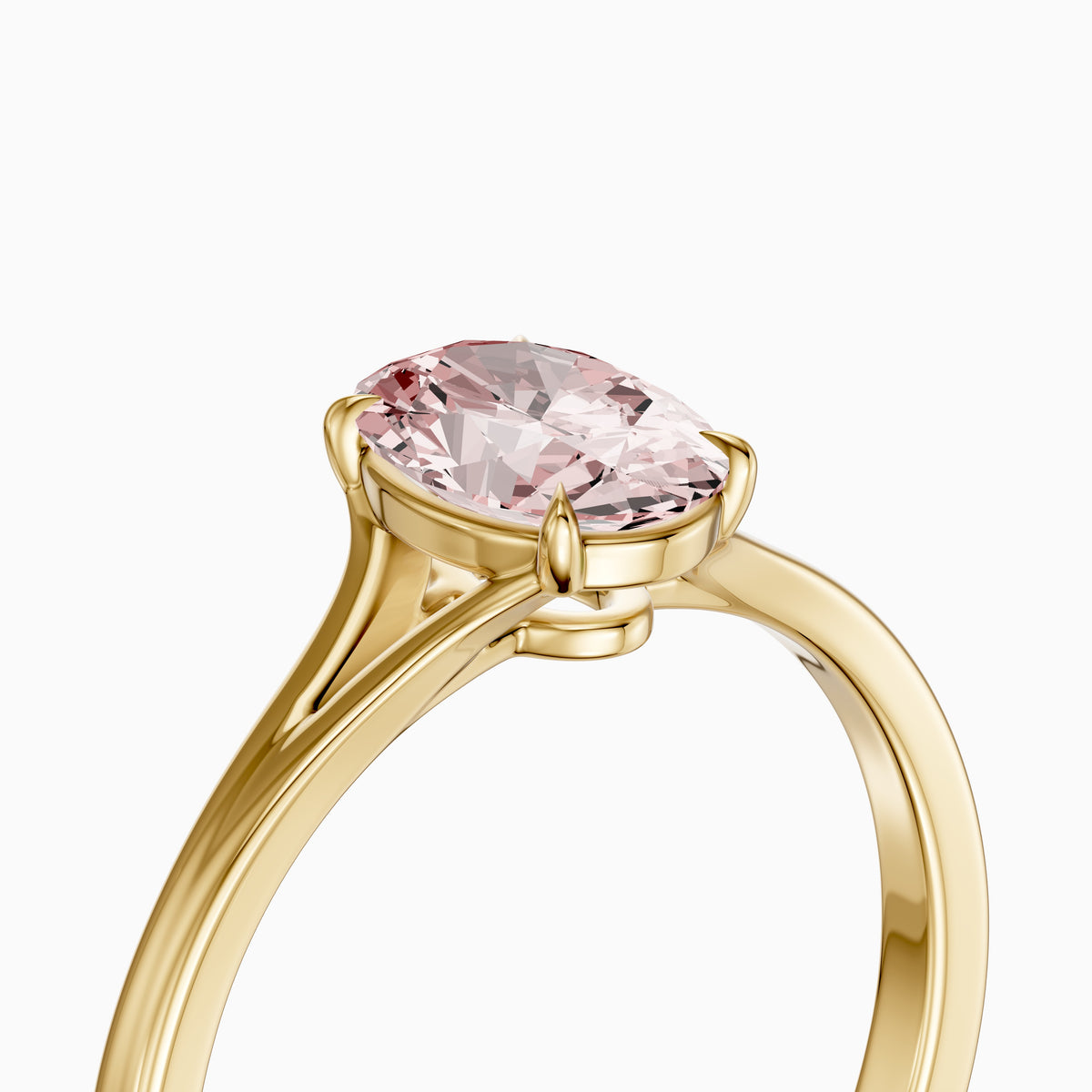 Ainslee Oval Pink Lab Grown Diamond Split Shank Solitaire Ring