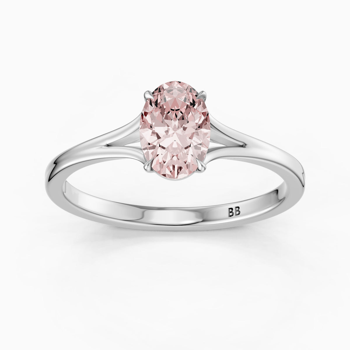 Ainslee Oval Pink Lab Grown Diamond Split Shank Solitaire Ring