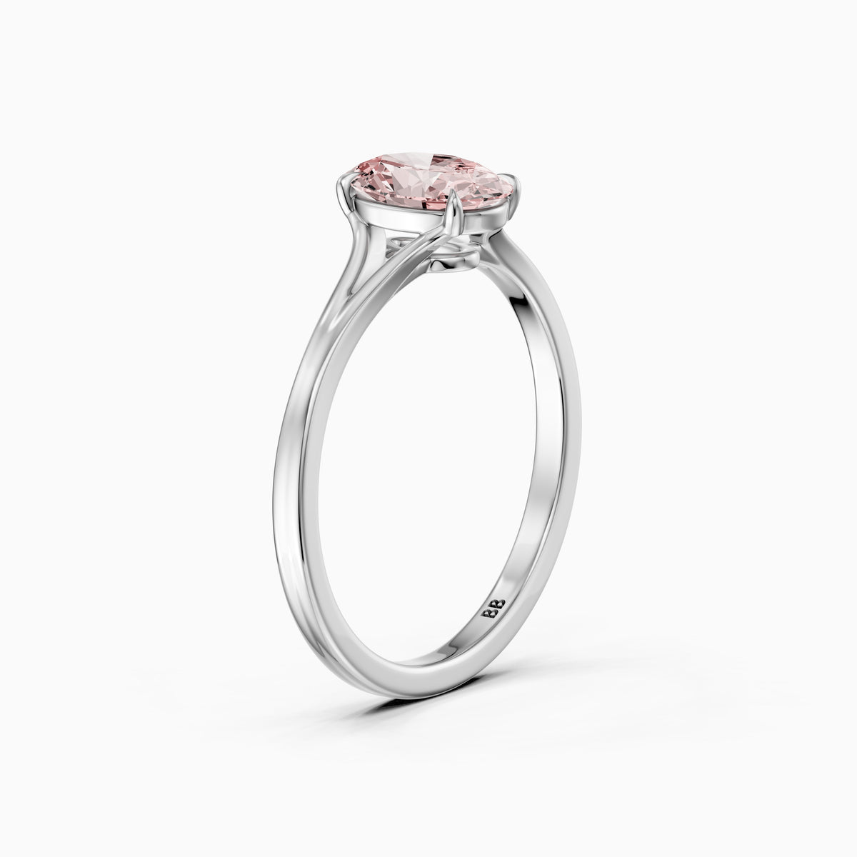 Ainslee Oval Pink Lab Grown Diamond Split Shank Solitaire Ring