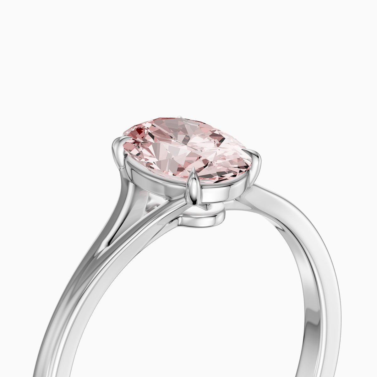 Ainslee Oval Pink Lab Grown Diamond Split Shank Solitaire Ring