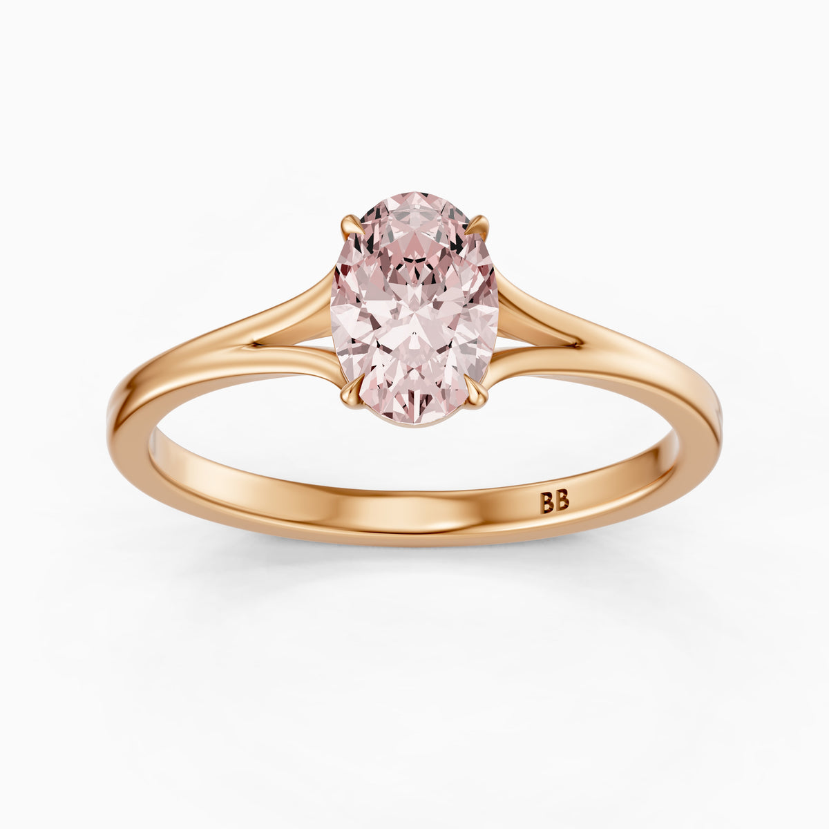 Ainslee Oval Pink Lab Grown Diamond Split Shank Solitaire Ring