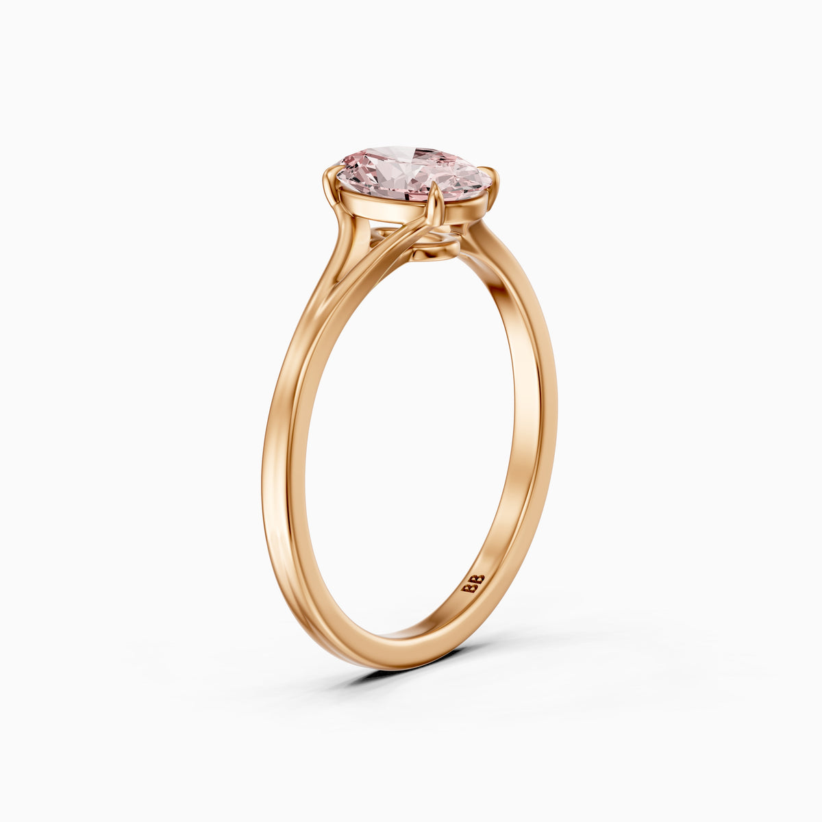 Ainslee Oval Pink Lab Grown Diamond Split Shank Solitaire Ring