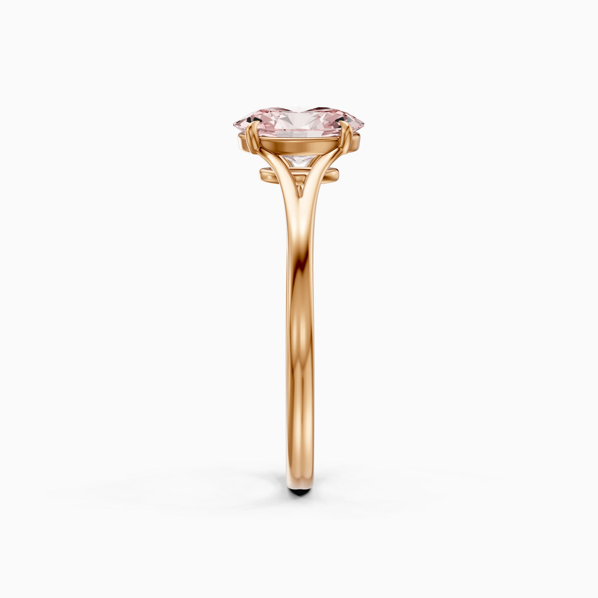 Ainslee Oval Pink Lab Grown Diamond Split Shank Solitaire Ring
