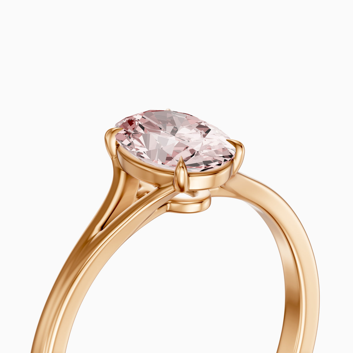 Ainslee Oval Pink Lab Grown Diamond Split Shank Solitaire Ring