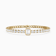 Greta Emerald Cut Lab Grown Diamond Single Station Tennis Bracelet