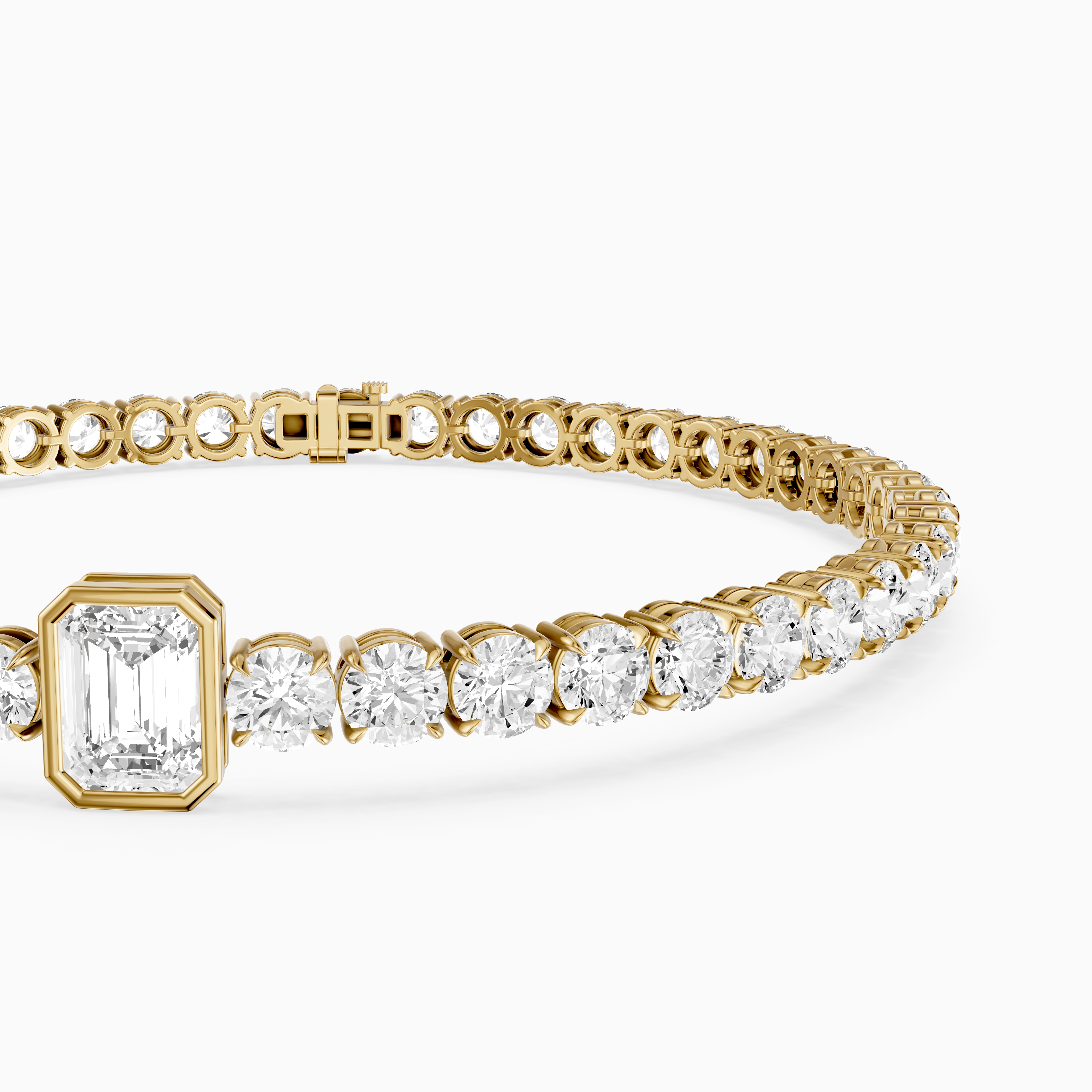 Greta Emerald Cut Lab Grown Diamond Single Station Tennis Bracelet