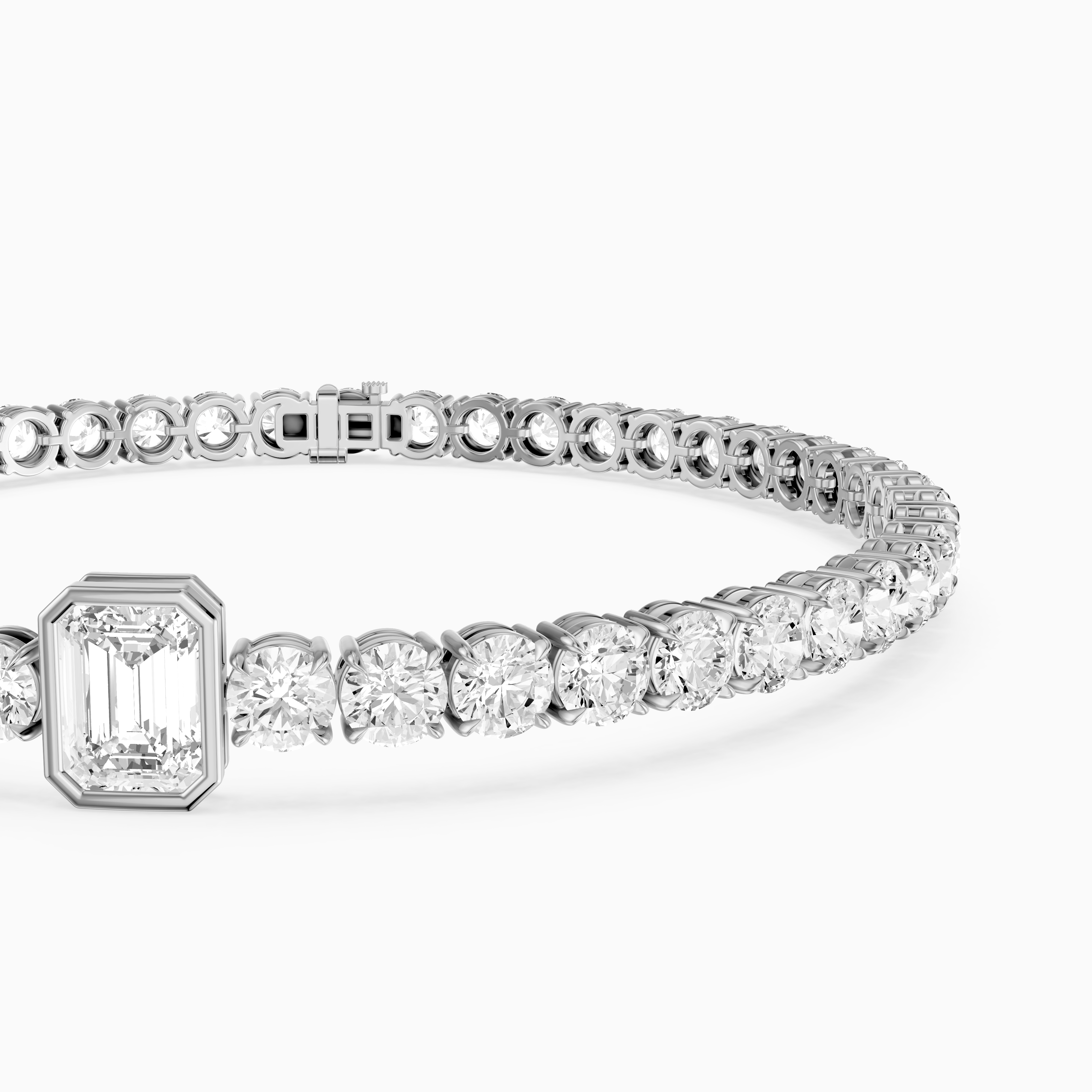 Greta Emerald Cut Lab Grown Diamond Single Station Tennis Bracelet