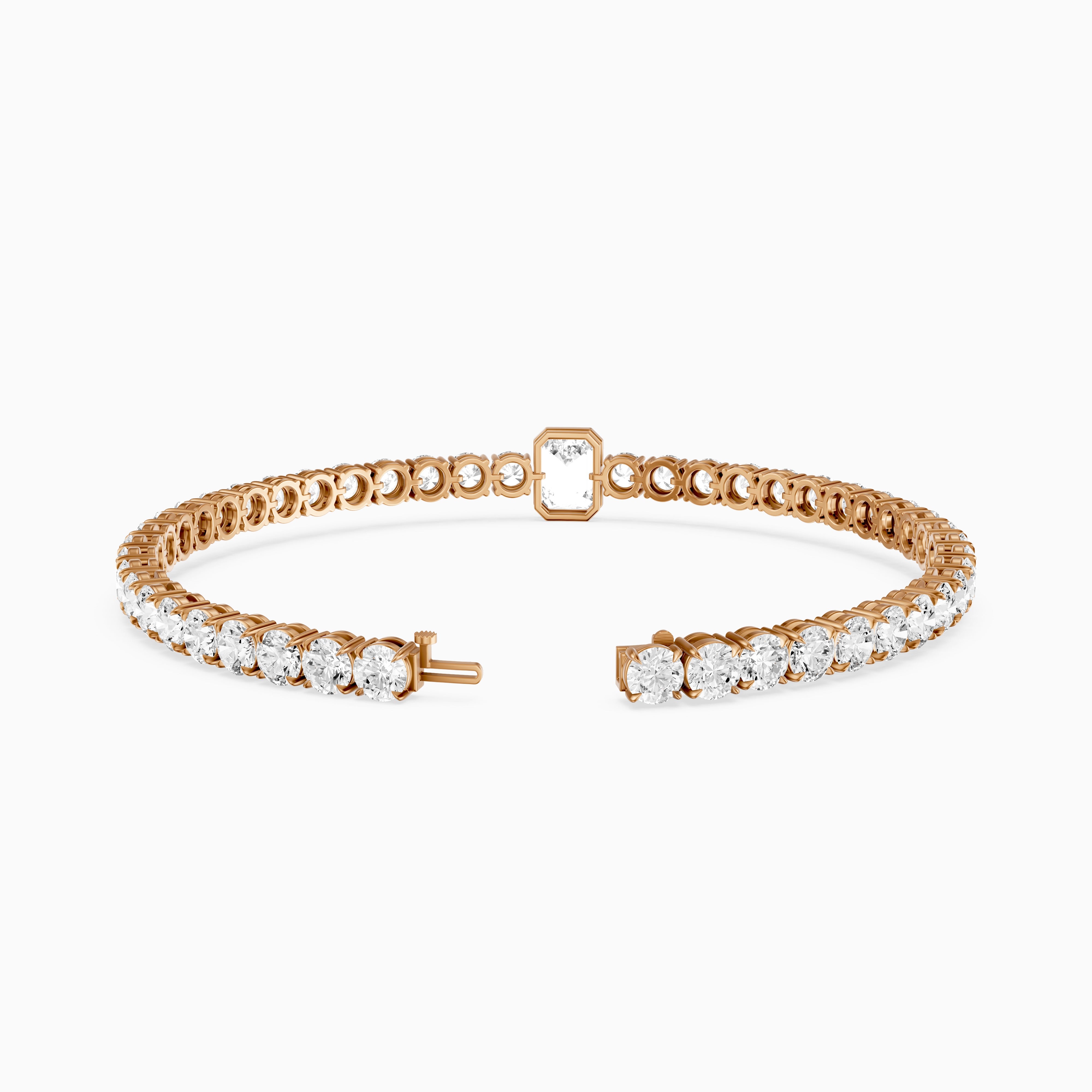 Greta Emerald Cut Lab Grown Diamond Single Station Tennis Bracelet