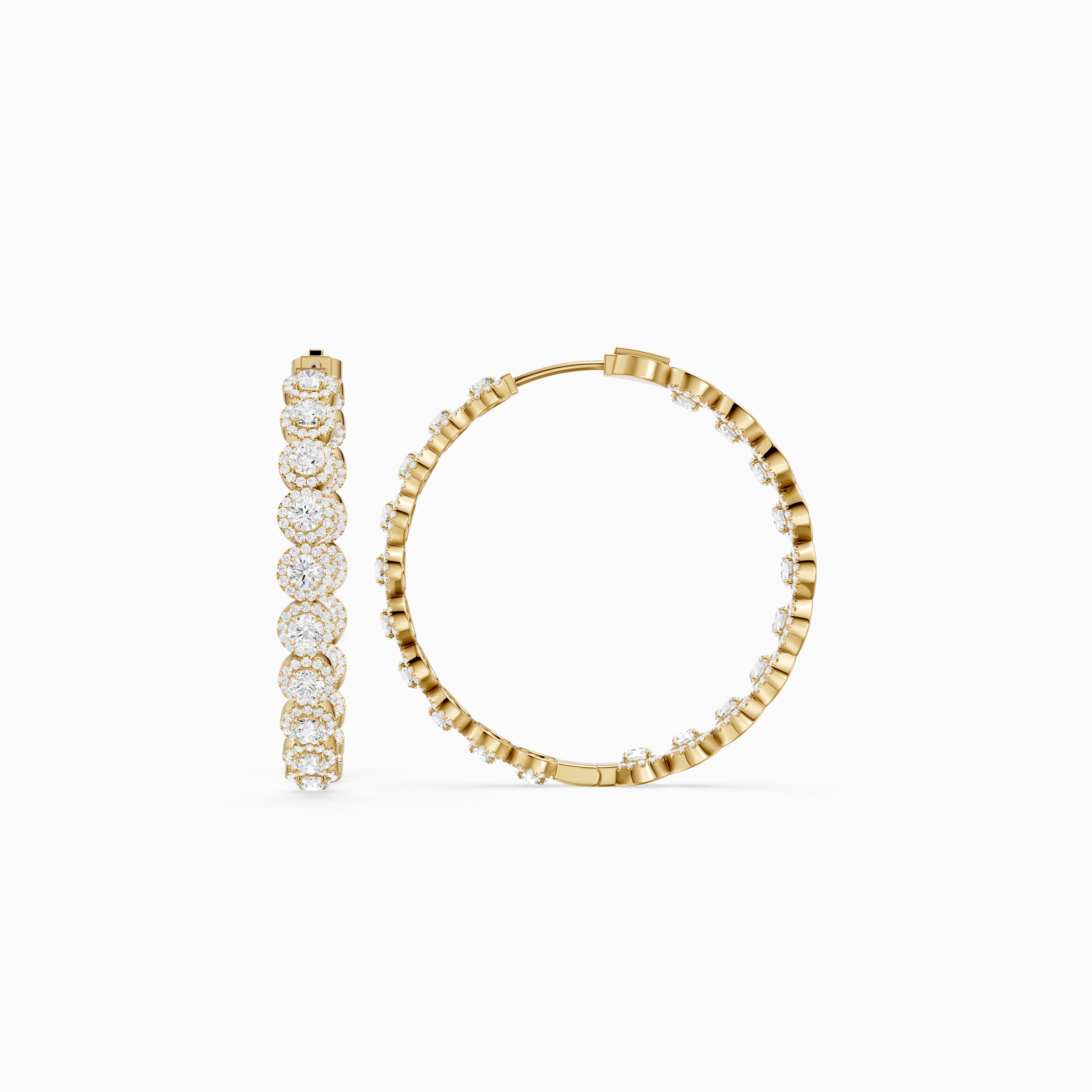 Belen Round Lab Grown Diamond Halo Hoop Earrings