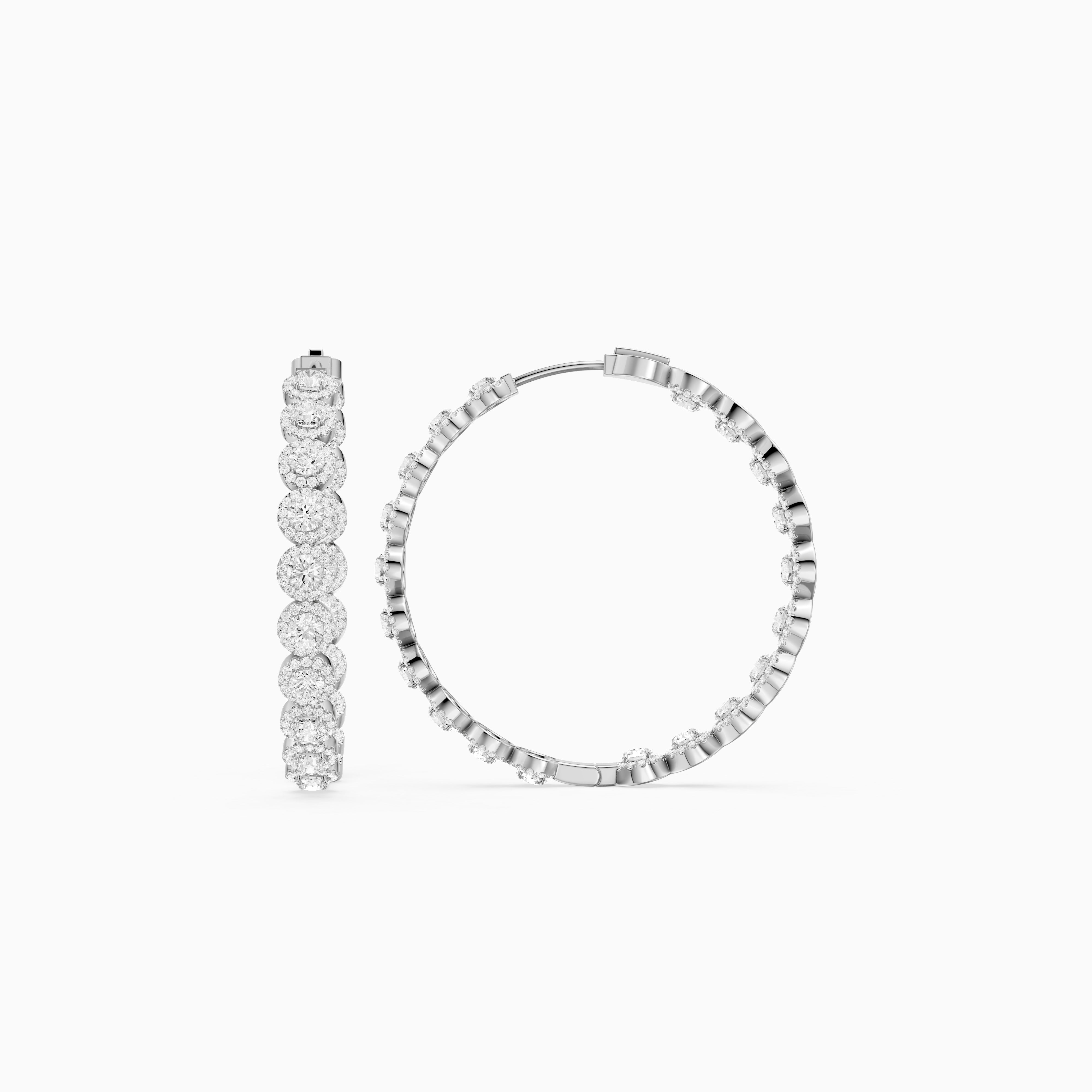 Belen Round Lab Grown Diamond Halo Hoop Earrings