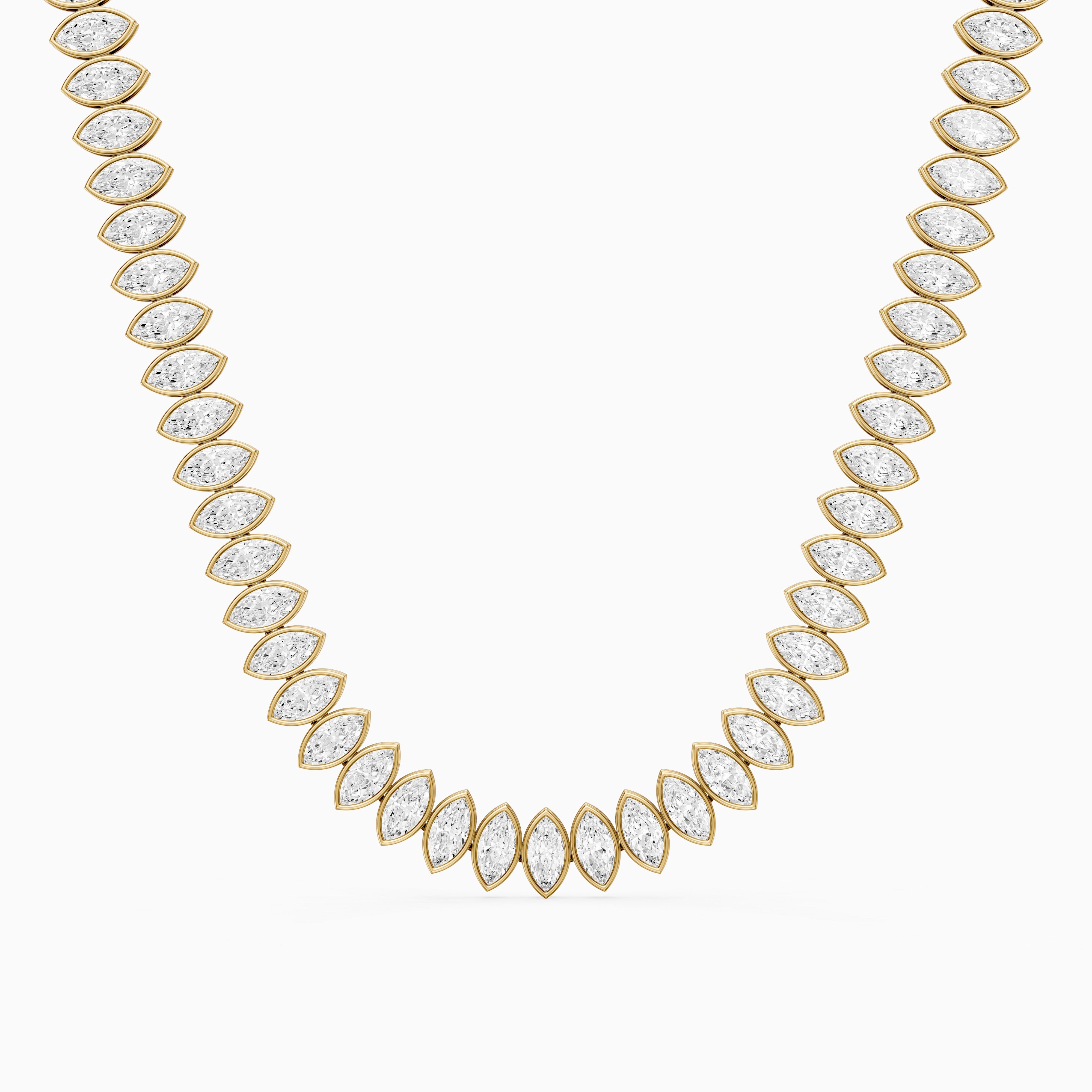 Presley Marquise Lab Grown Diamond Graduated Bezel Set Tennis Necklace