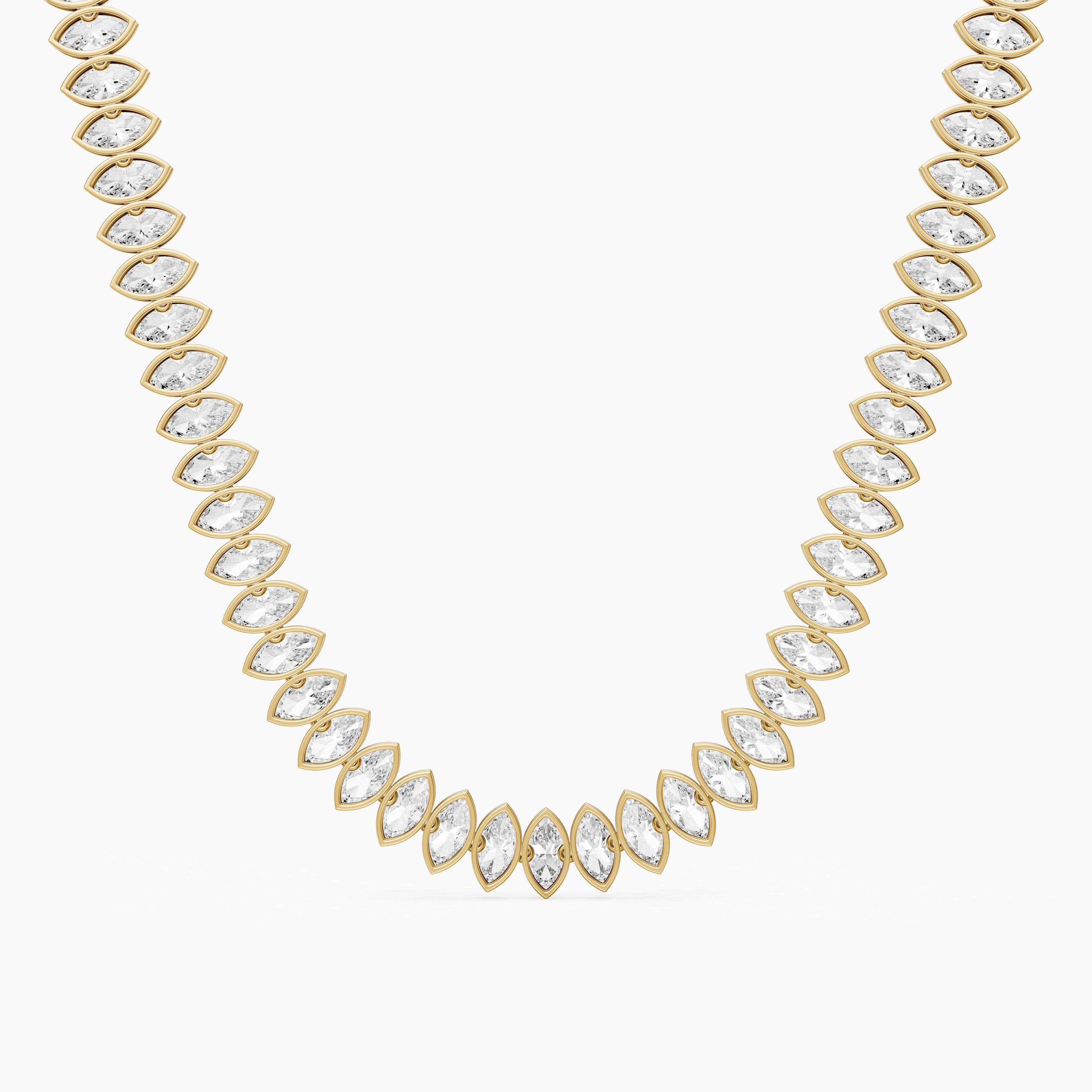 Presley Marquise Lab Grown Diamond Graduated Bezel Set Tennis Necklace