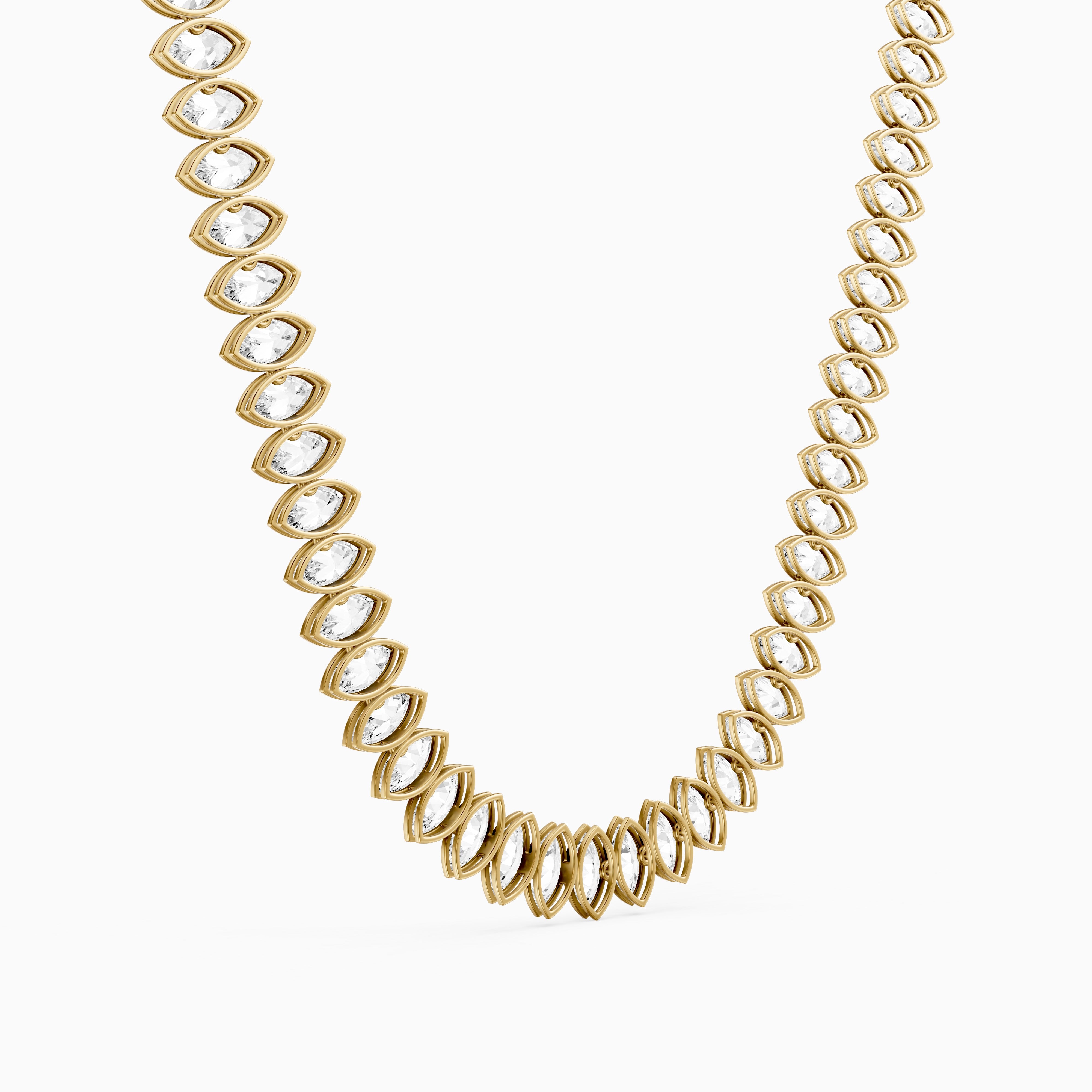 Presley Marquise Lab Grown Diamond Graduated Bezel Set Tennis Necklace