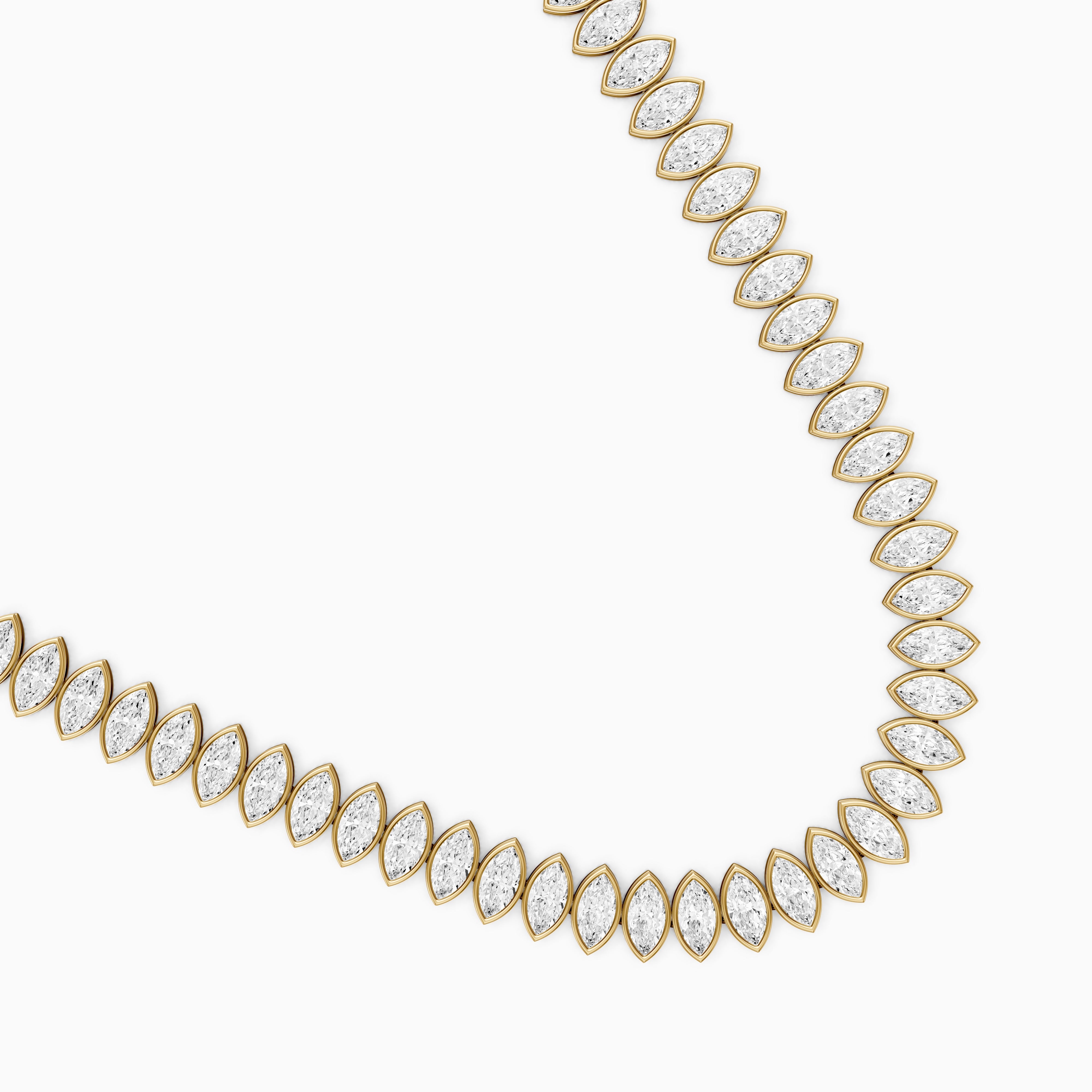 Presley Marquise Lab Grown Diamond Graduated Bezel Set Tennis Necklace