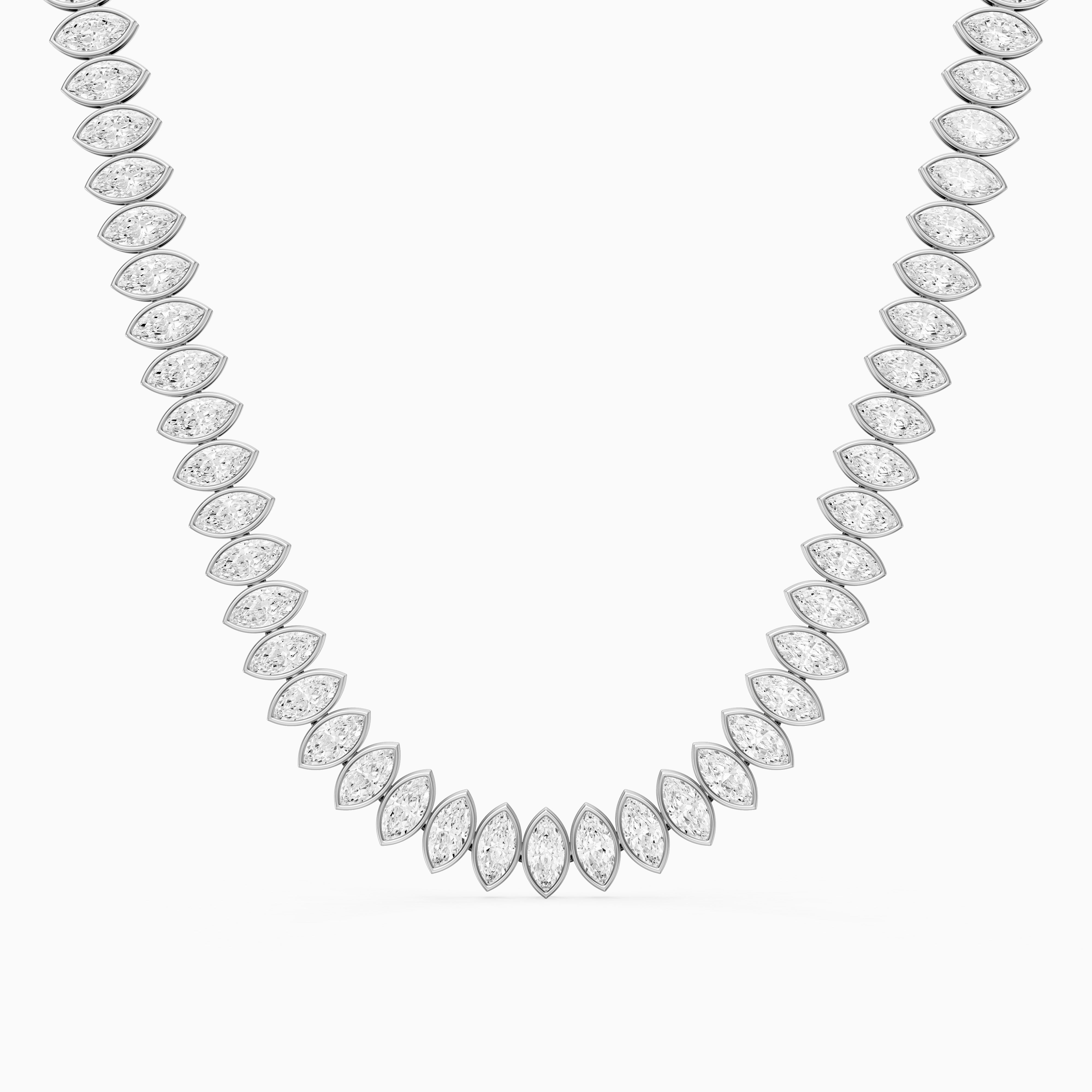 Presley Marquise Lab Grown Diamond Graduated Bezel Set Tennis Necklace