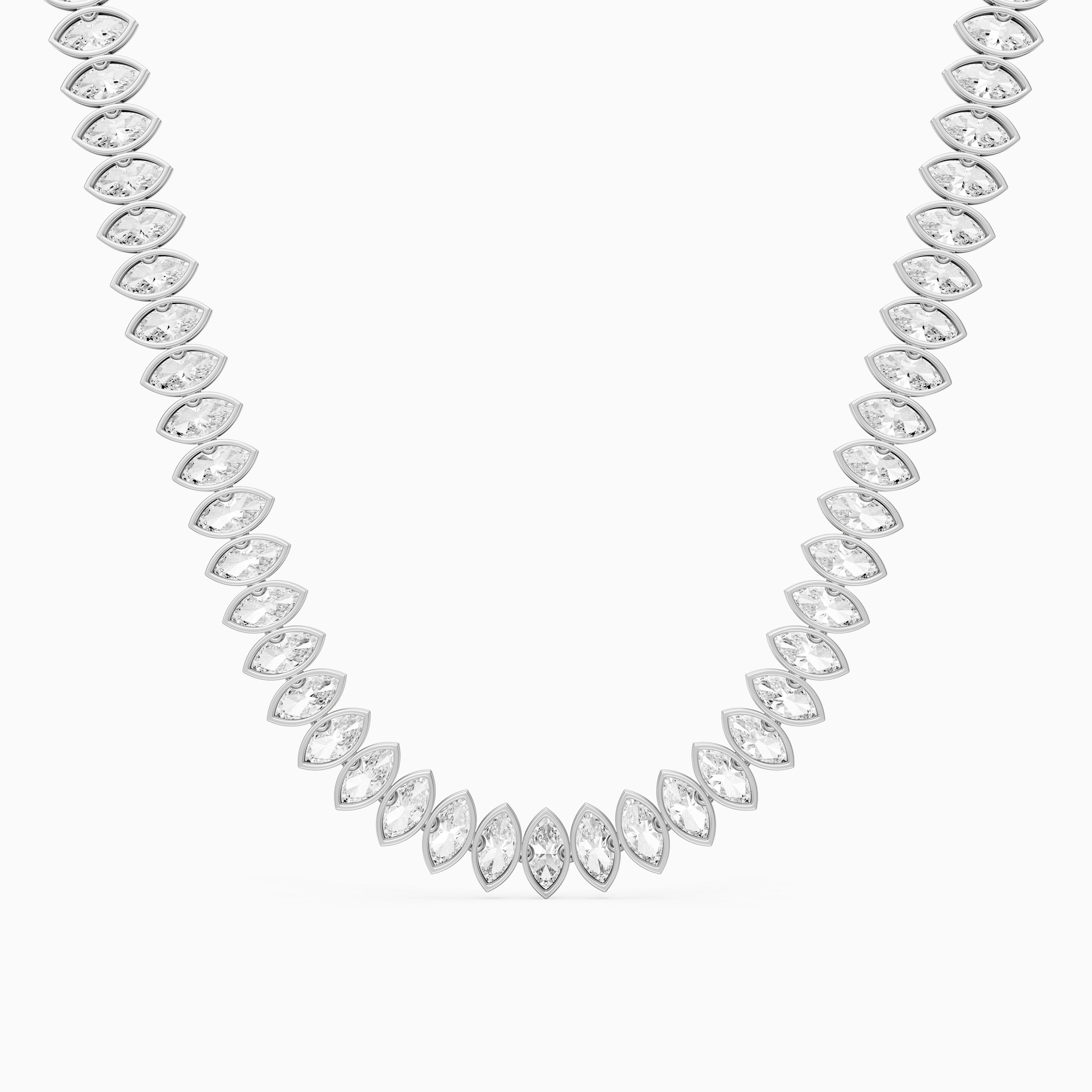 Presley Marquise Lab Grown Diamond Graduated Bezel Set Tennis Necklace