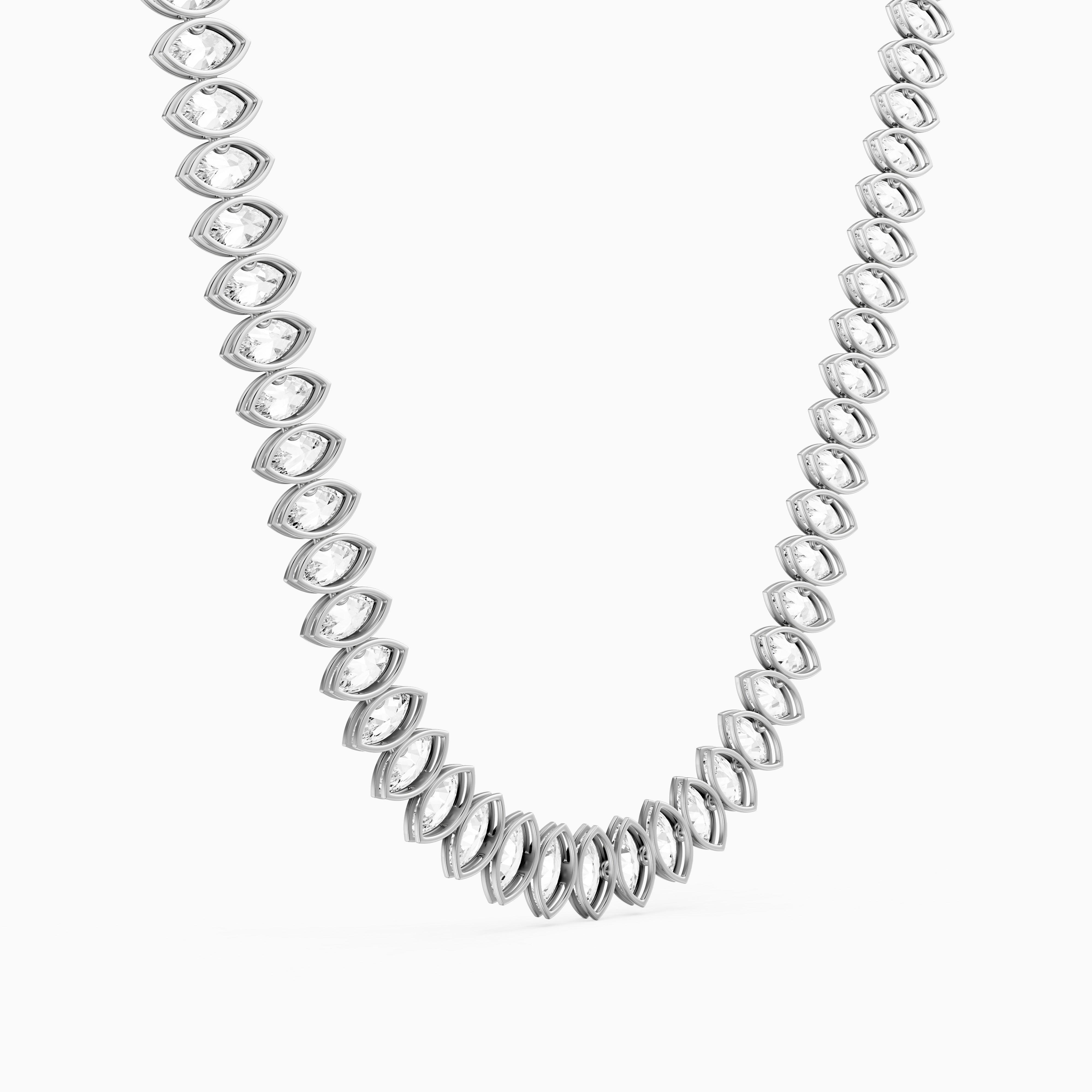 Presley Marquise Lab Grown Diamond Graduated Bezel Set Tennis Necklace