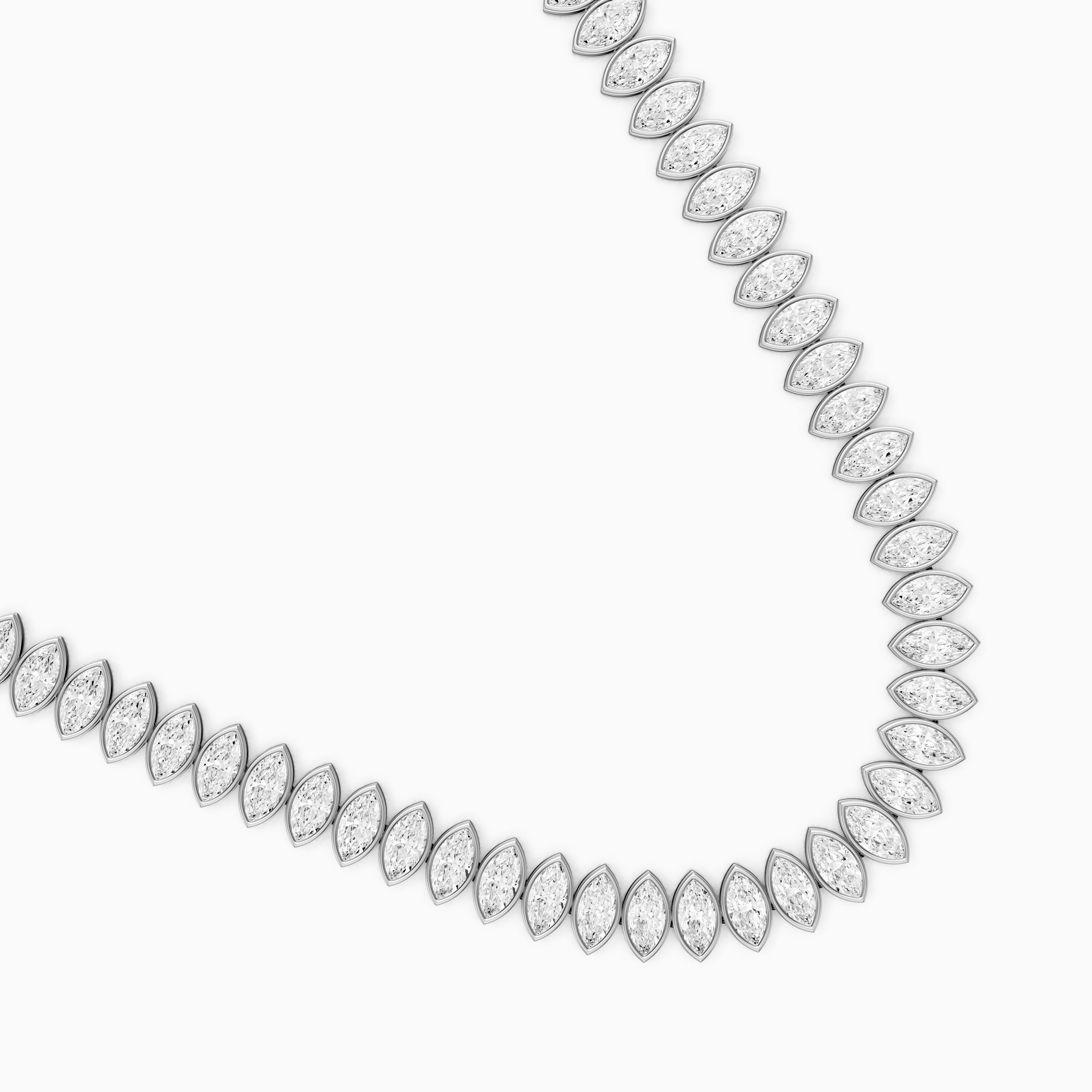 Presley Marquise Lab Grown Diamond Graduated Bezel Set Tennis Necklace