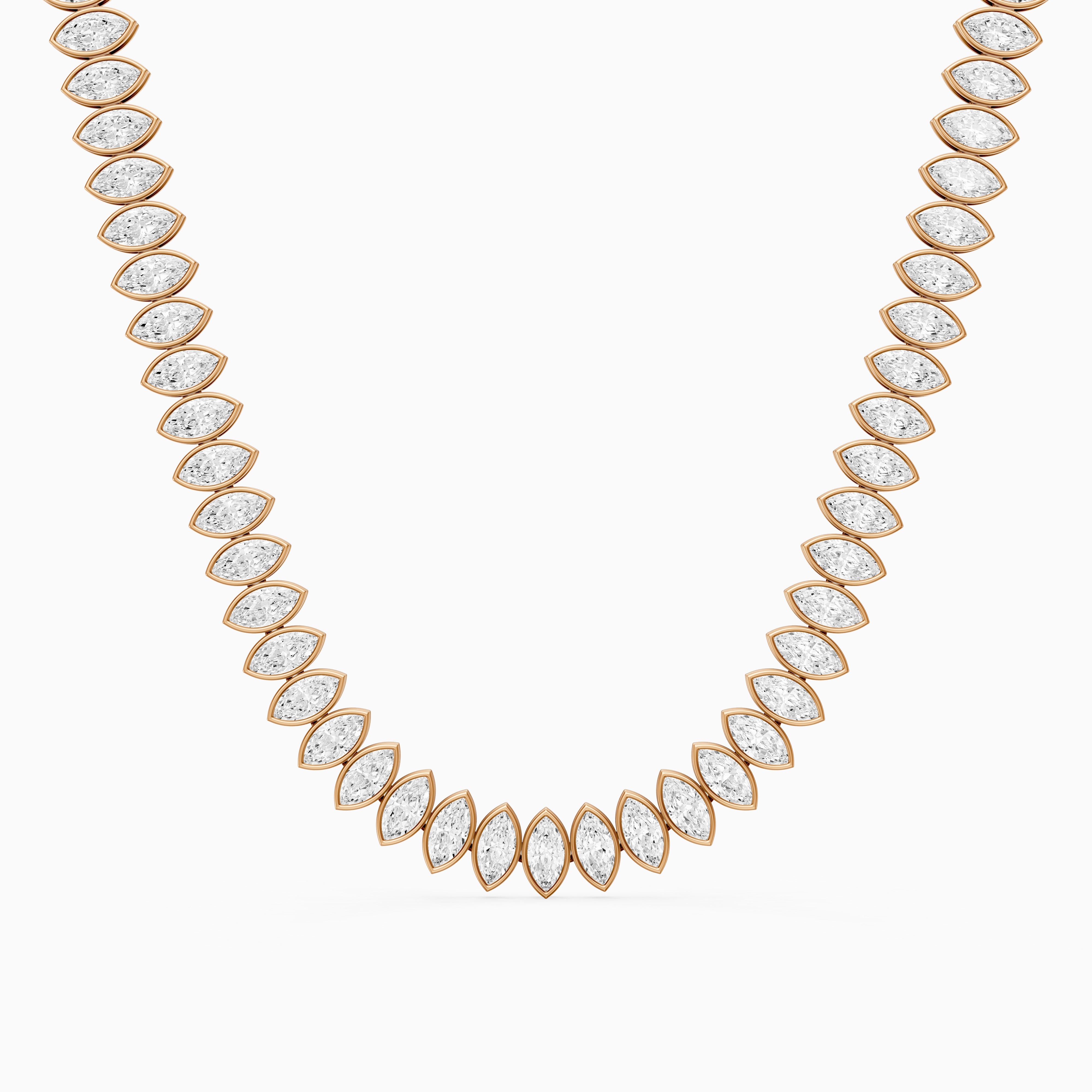 Presley Marquise Lab Grown Diamond Graduated Bezel Set Tennis Necklace