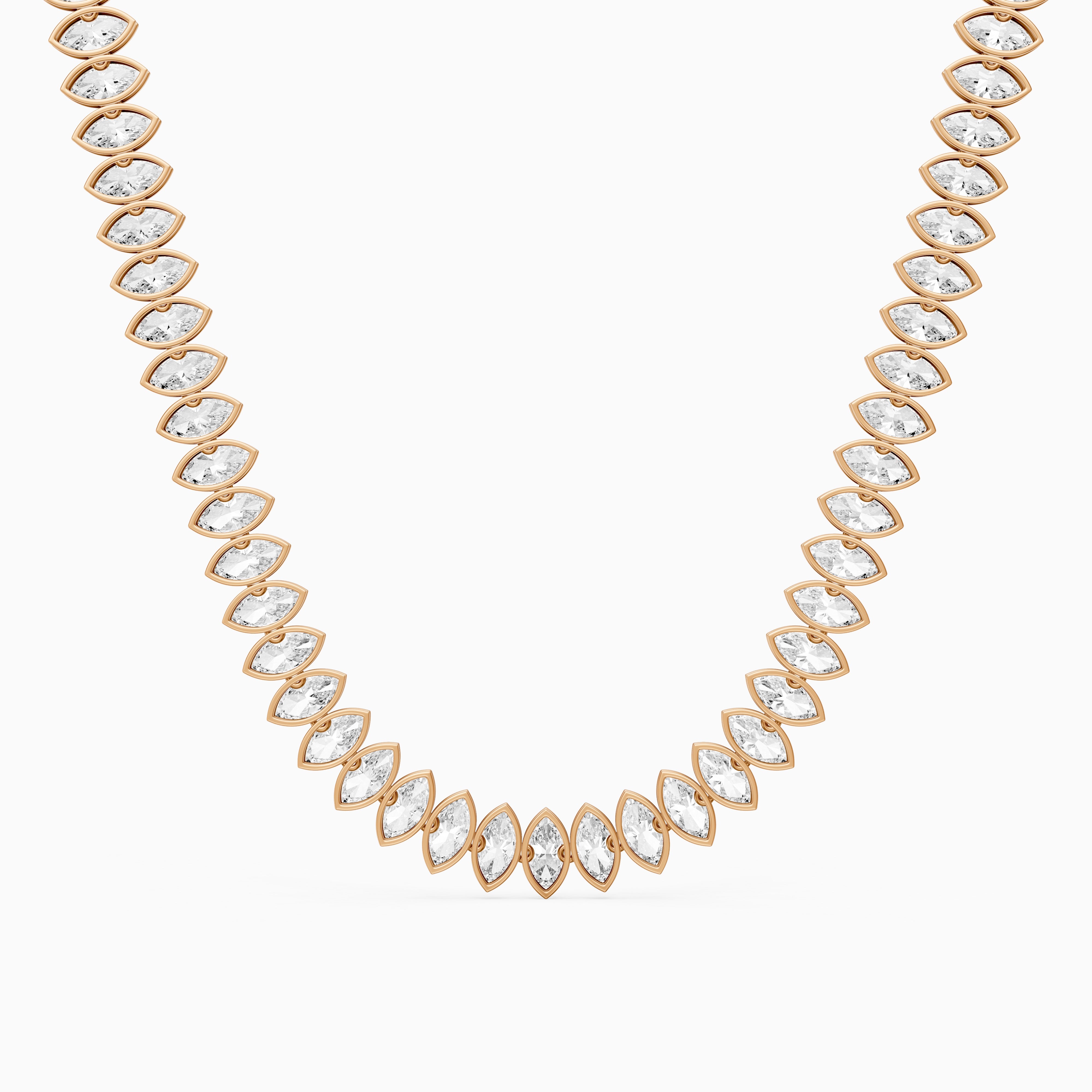 Presley Marquise Lab Grown Diamond Graduated Bezel Set Tennis Necklace