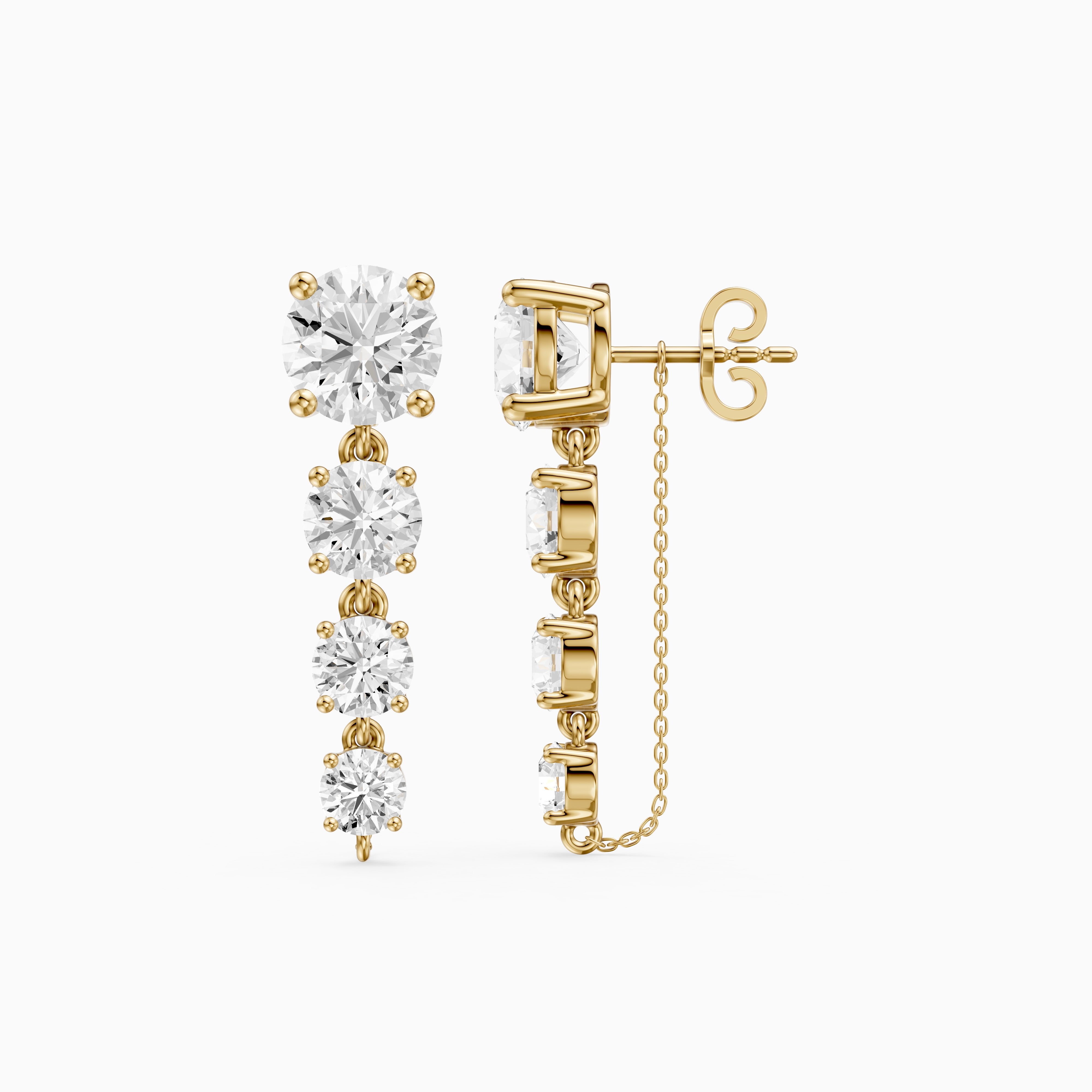 Lauryn Graduated Round Lab Grown Diamond Linear Earrings