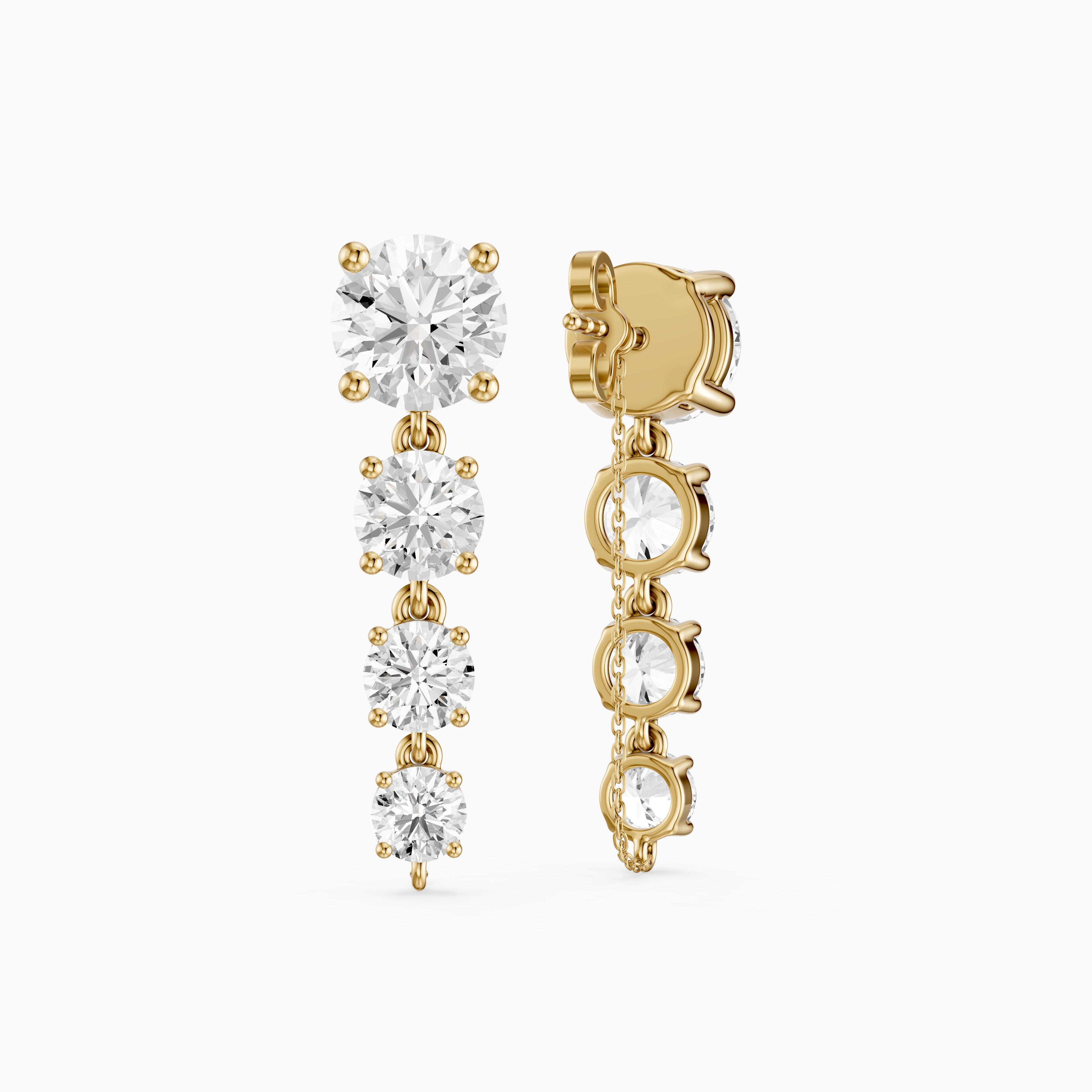 Lauryn Graduated Round Lab Grown Diamond Linear Earrings